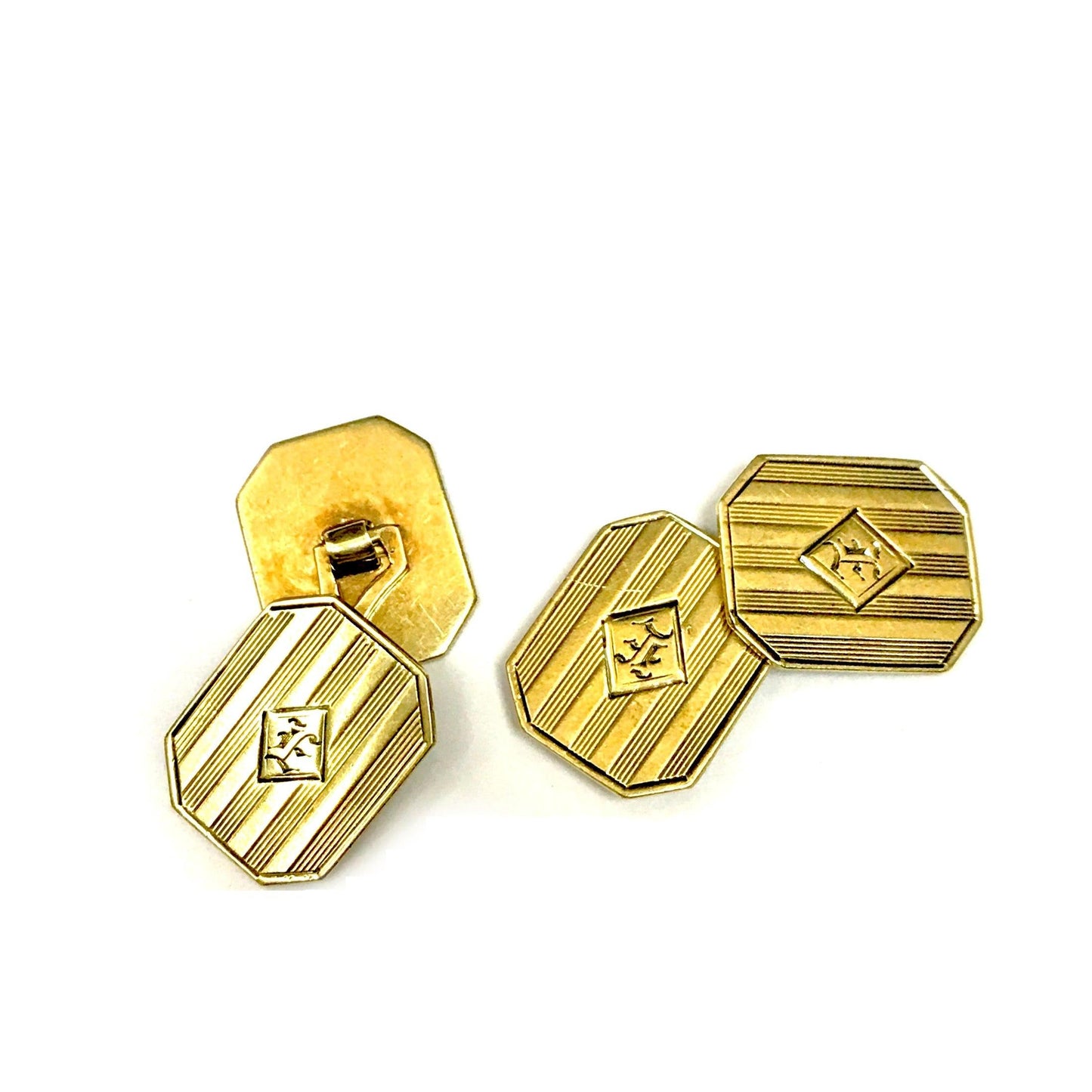 14k Engraved Cuff Links-Cuff Links-Antique, Estate & Consignment-hurdles-jewelry-boulder-colorado