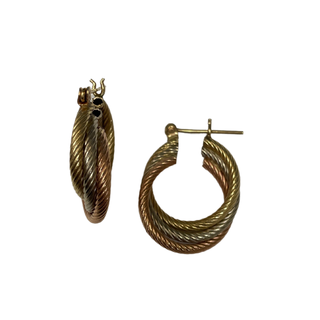 14k Tri Cold Twisted Earrings-Earrings-Antique, Estate & Consignment-hurdles-jewelry-boulder-colorado