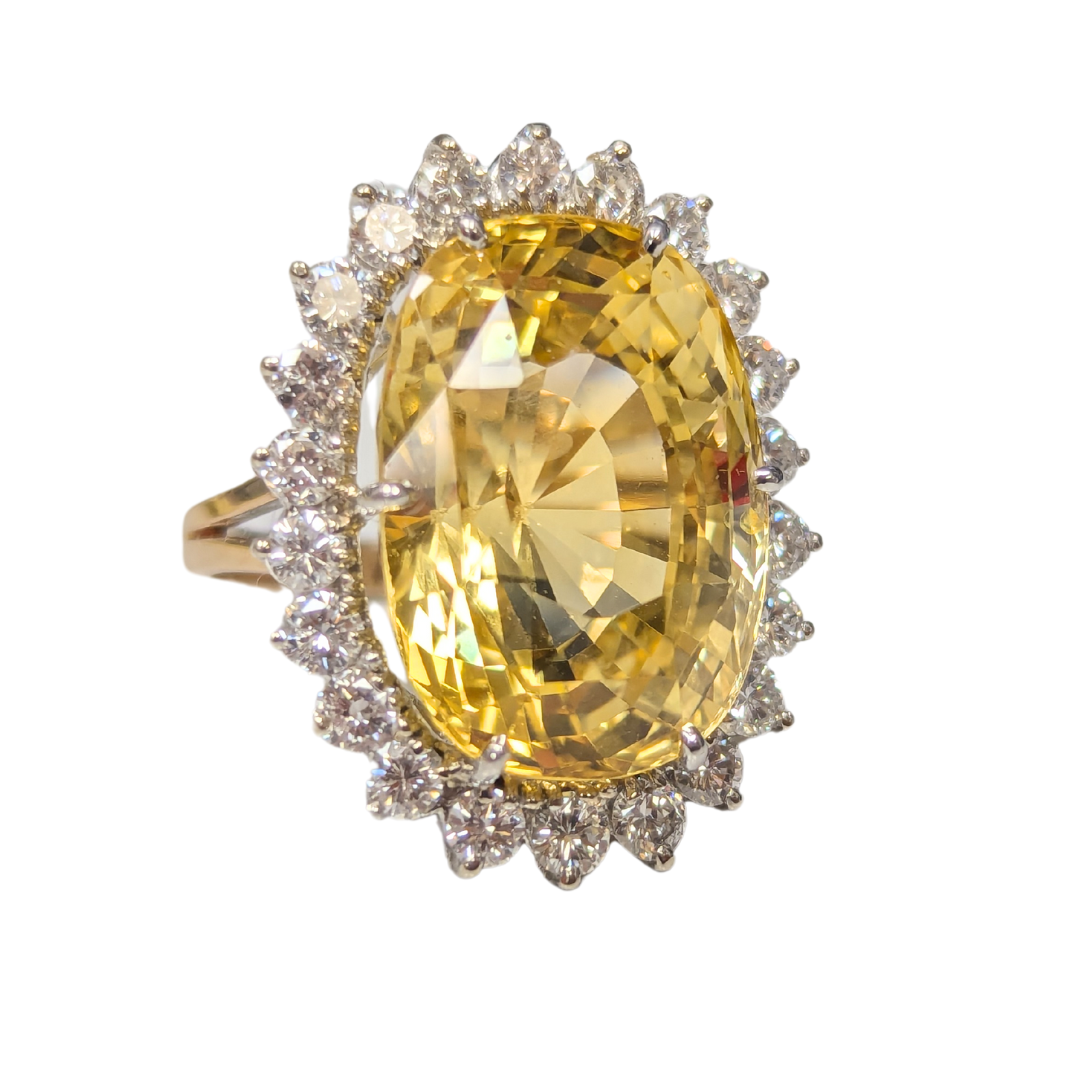 14k Two-Tone Gold Ring set with a 31.17 Carat No Heat Yellow Sapphire and Diamonds-Ring-Antique, Estate & Consignment-I don' know or see my size-hurdles-jewelry-boulder-colorado