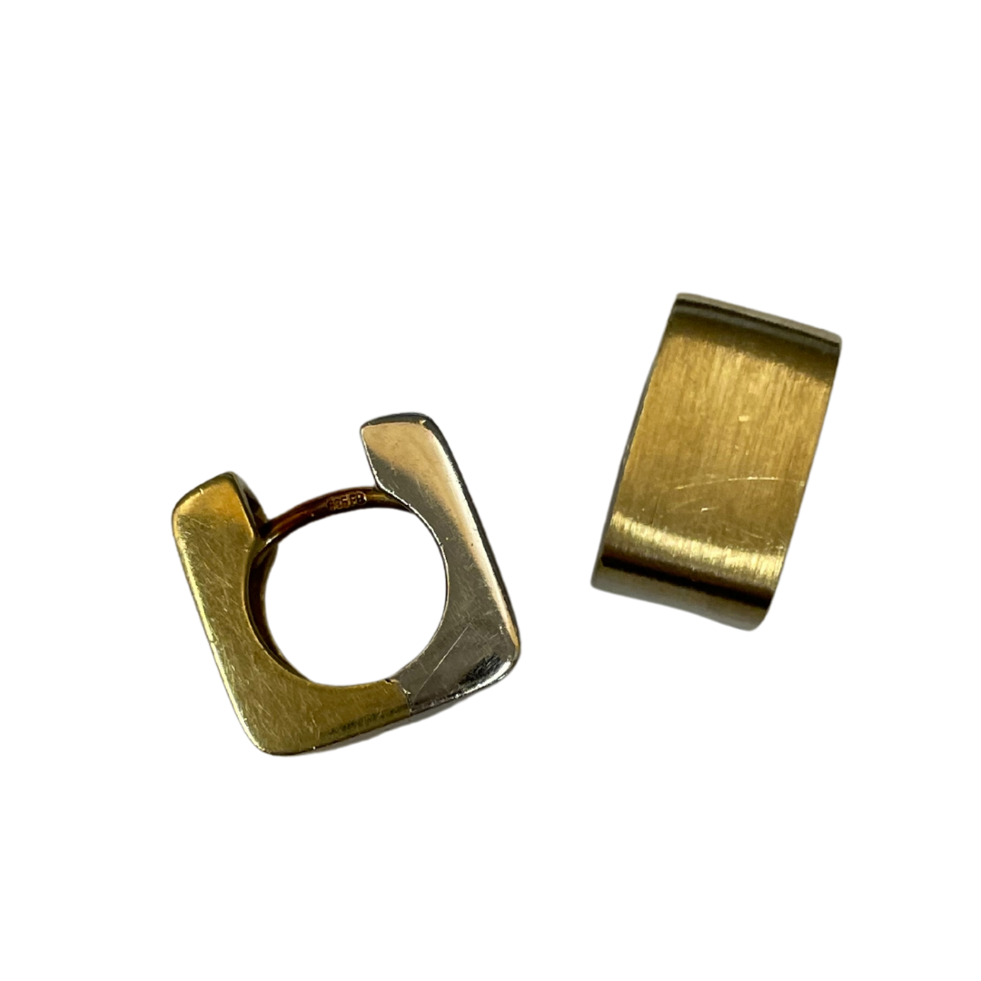14k Two Tone Huggie Earrings-Earrings-Antique, Estate & Consignment-hurdles-jewelry-boulder-colorado