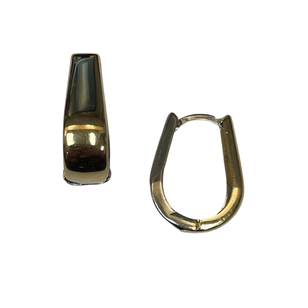 14k Two Tone Oval Huggie Earrings-Earrings-Antique, Estate & Consignment-hurdles-jewelry-boulder-colorado