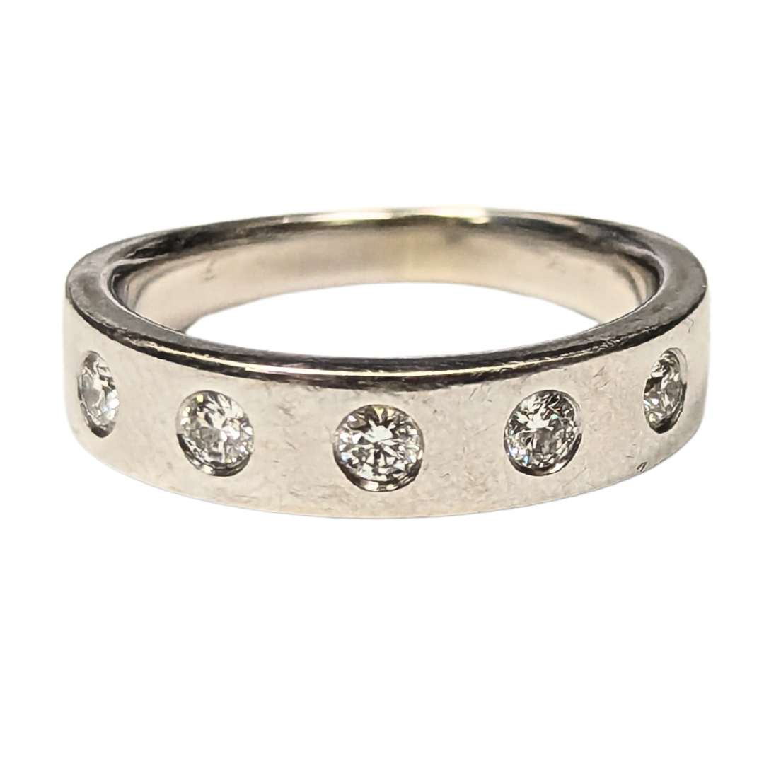 14k White Gold Flush Set Diamond Band-Ring-Antique, Estate & Consignment-I don' know or see my size-hurdles-jewelry-boulder-colorado