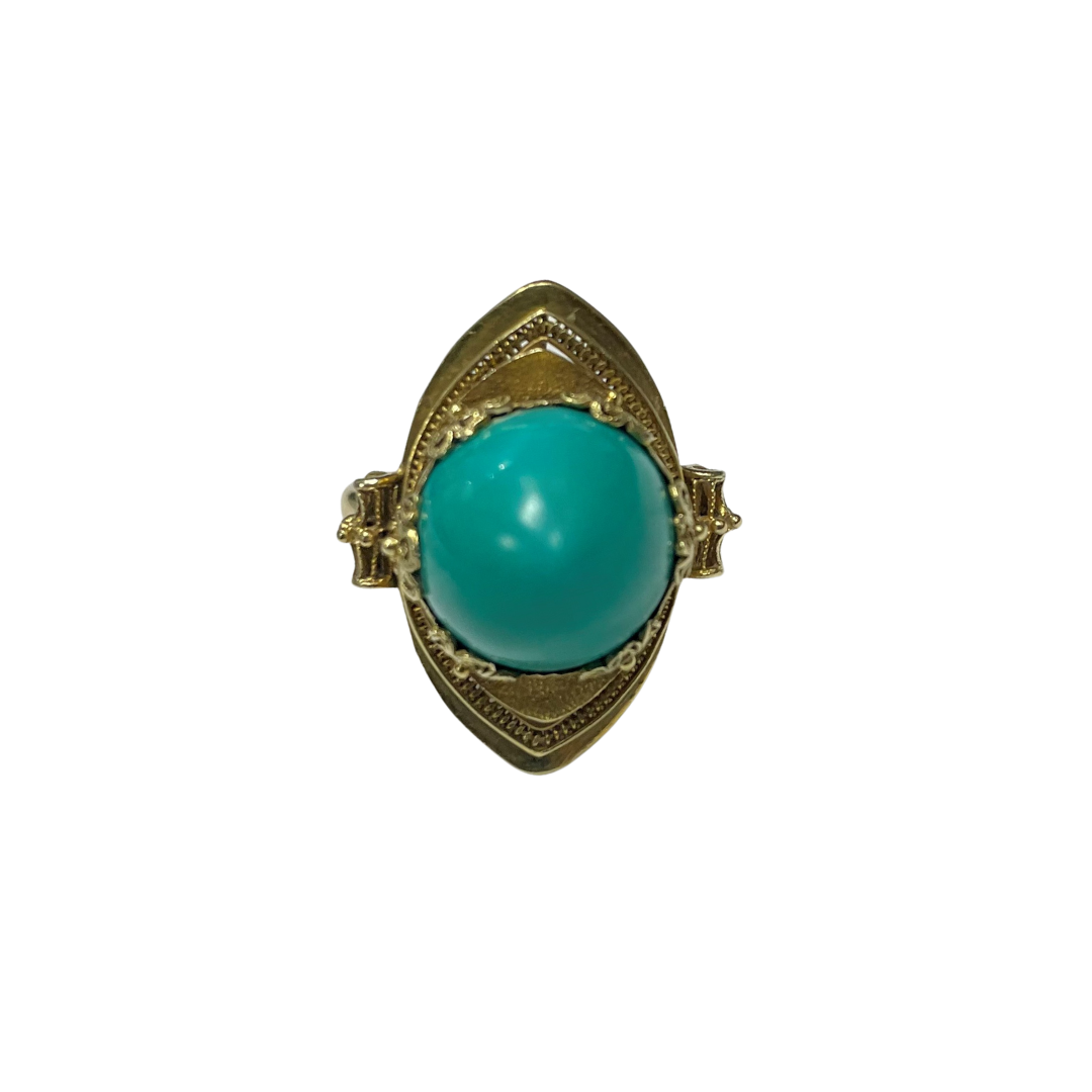 14k Yellow Gold and Turquoise Ring-Ring-Antique, Estate & Consignment-I don' know or see my size-hurdles-jewelry-boulder-colorado