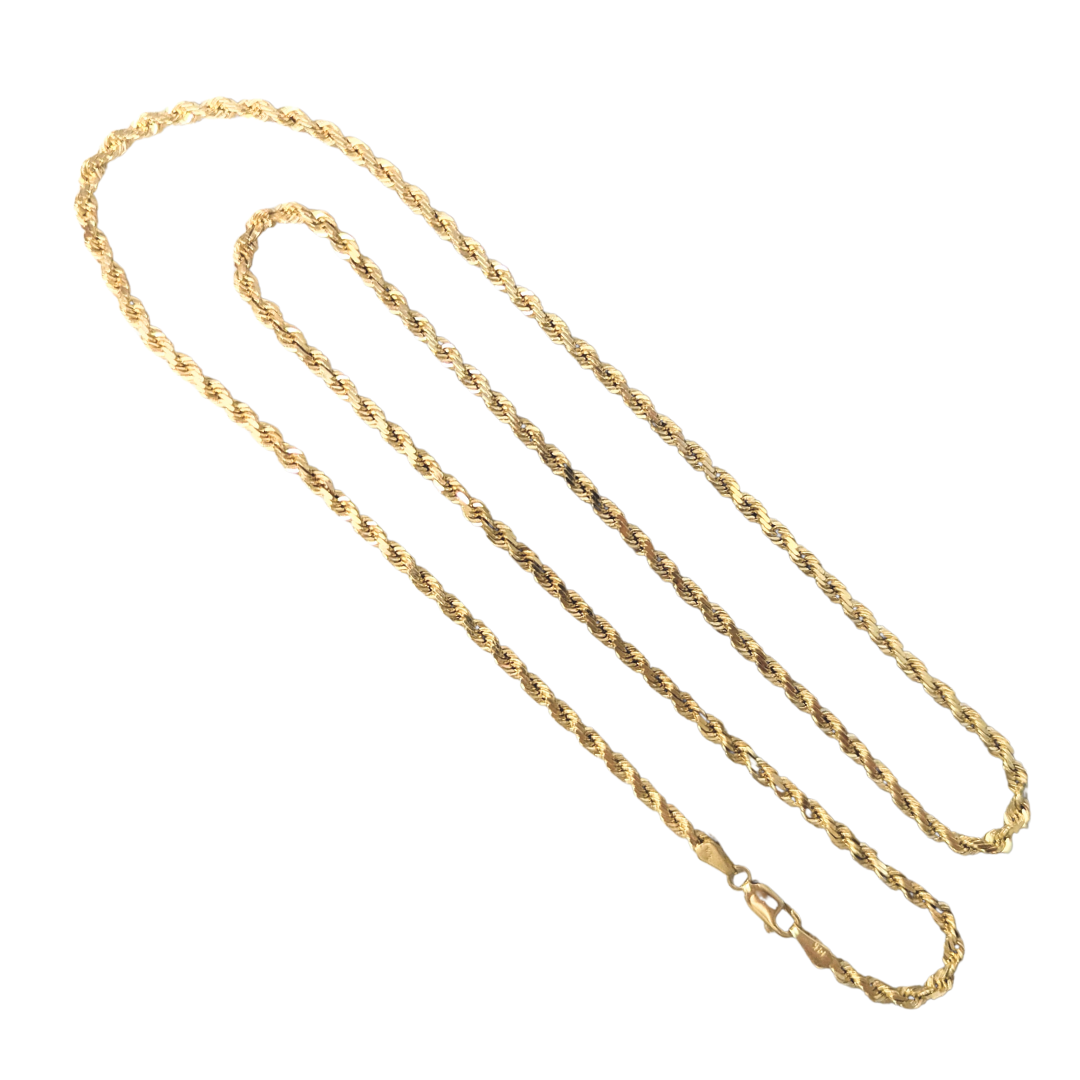 14k Yellow Gold Diamond Cut Rope Chain measuring 24"-Chain-Antique, Estate & Consignment-hurdles-jewelry-boulder-colorado