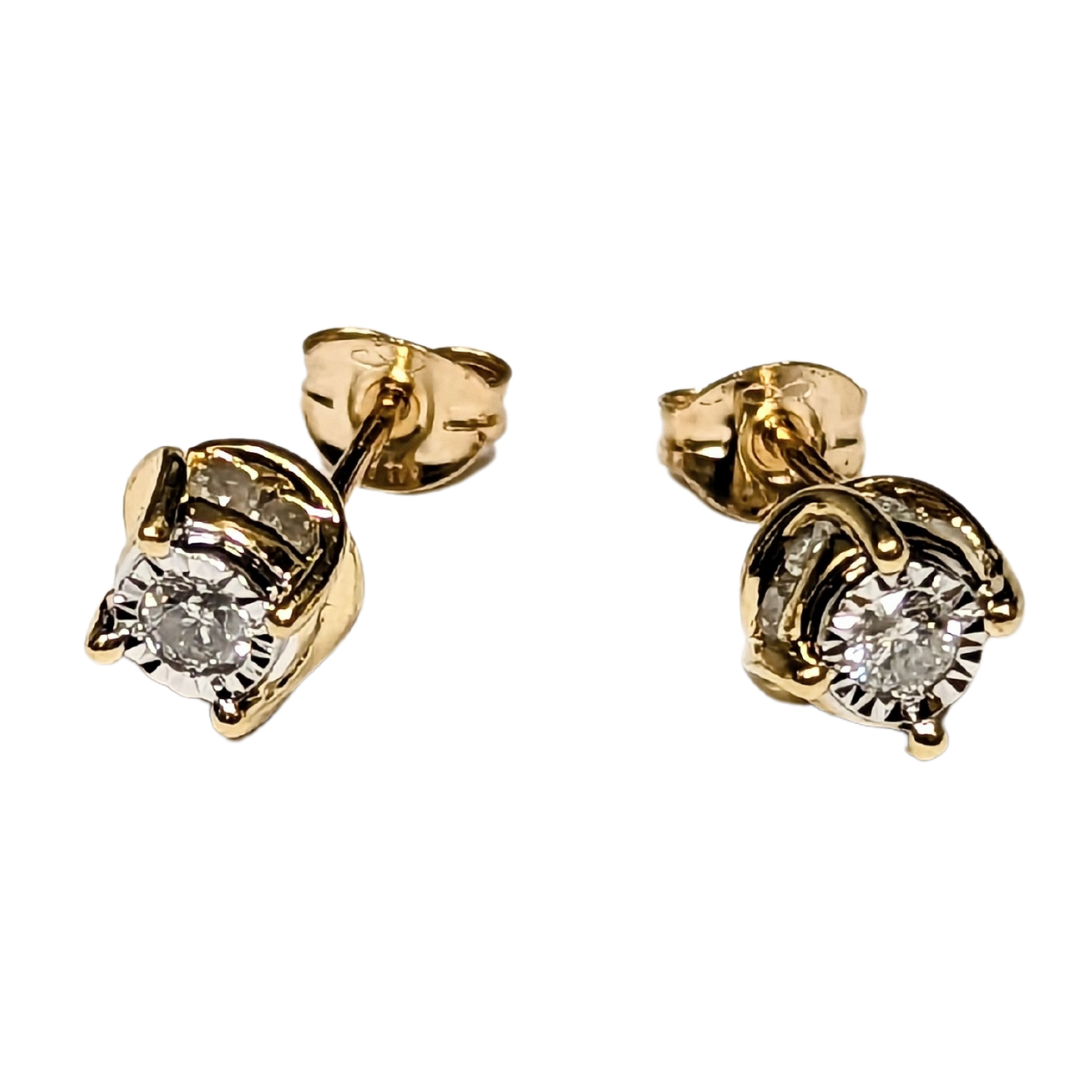 14k Yellow Gold Diamond Stud Earrings Weighing-Diamond Stud-Antique, Estate & Consignment-hurdles-jewelry-boulder-colorado