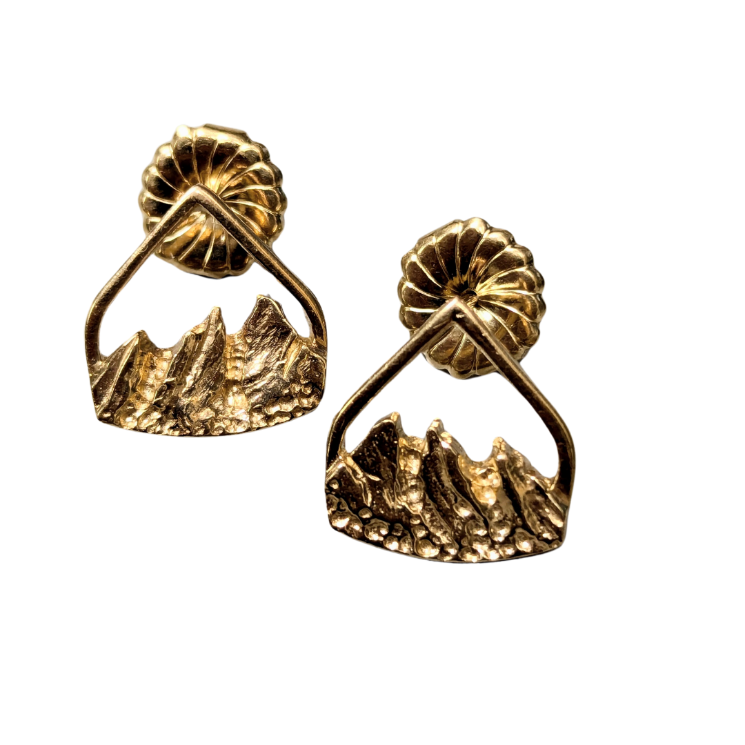 14k Yellow Gold Flatiron Earrings-Earrings-Antique, Estate & Consignment-hurdles-jewelry-boulder-colorado