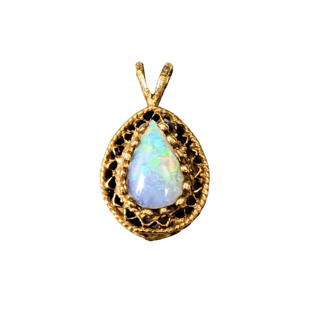 14k Yellow Gold Opal Pendant-Pendant-Antique, Estate & Consignment-hurdles-jewelry-boulder-colorado