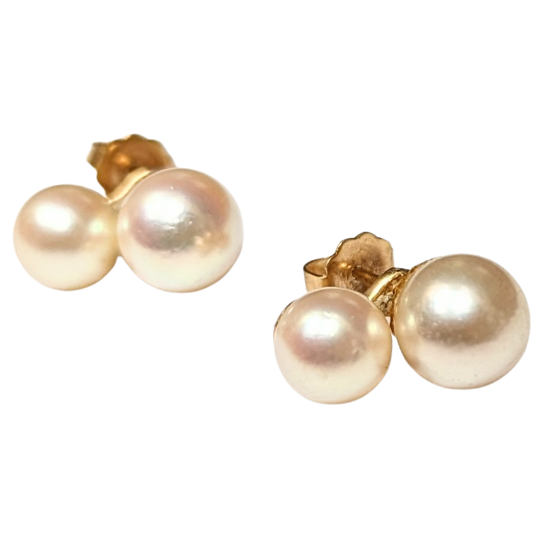 14k Yellow Gold Pearl Earrings with Enhancer Jackets-Earrings-Antique, Estate & Consignment-hurdles-jewelry-boulder-colorado