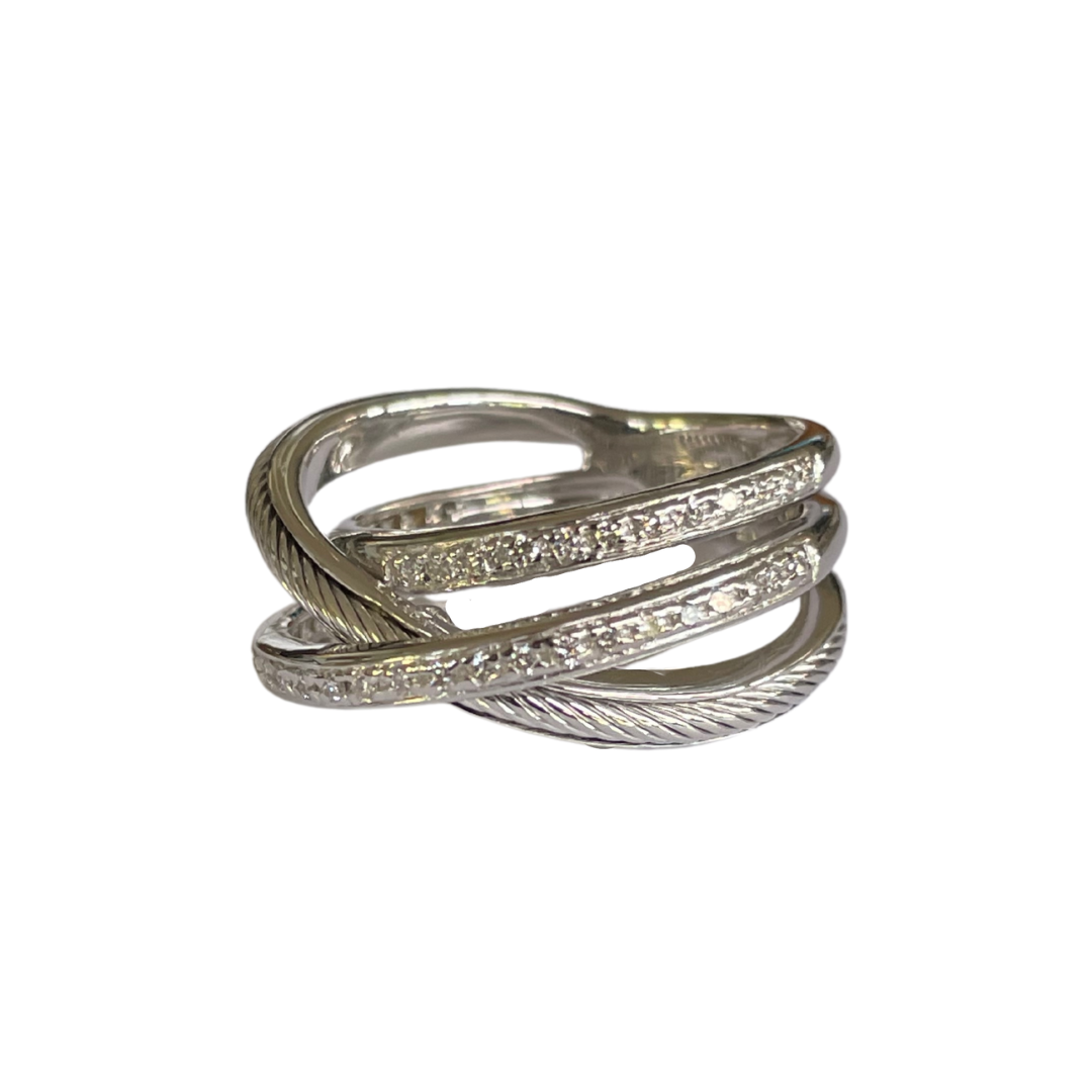 18k Diamond Crossover Ring-Ring-Antique, Estate & Consignment-I don' know or see my size-hurdles-jewelry-boulder-colorado