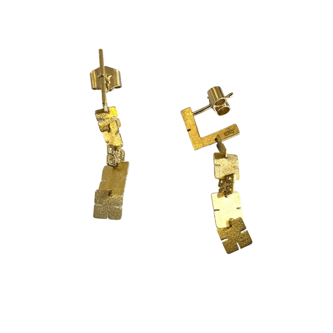 18k Yellow Diamond Hinged Earrings-Earrings-Antique, Estate & Consignment-hurdles-jewelry-boulder-colorado