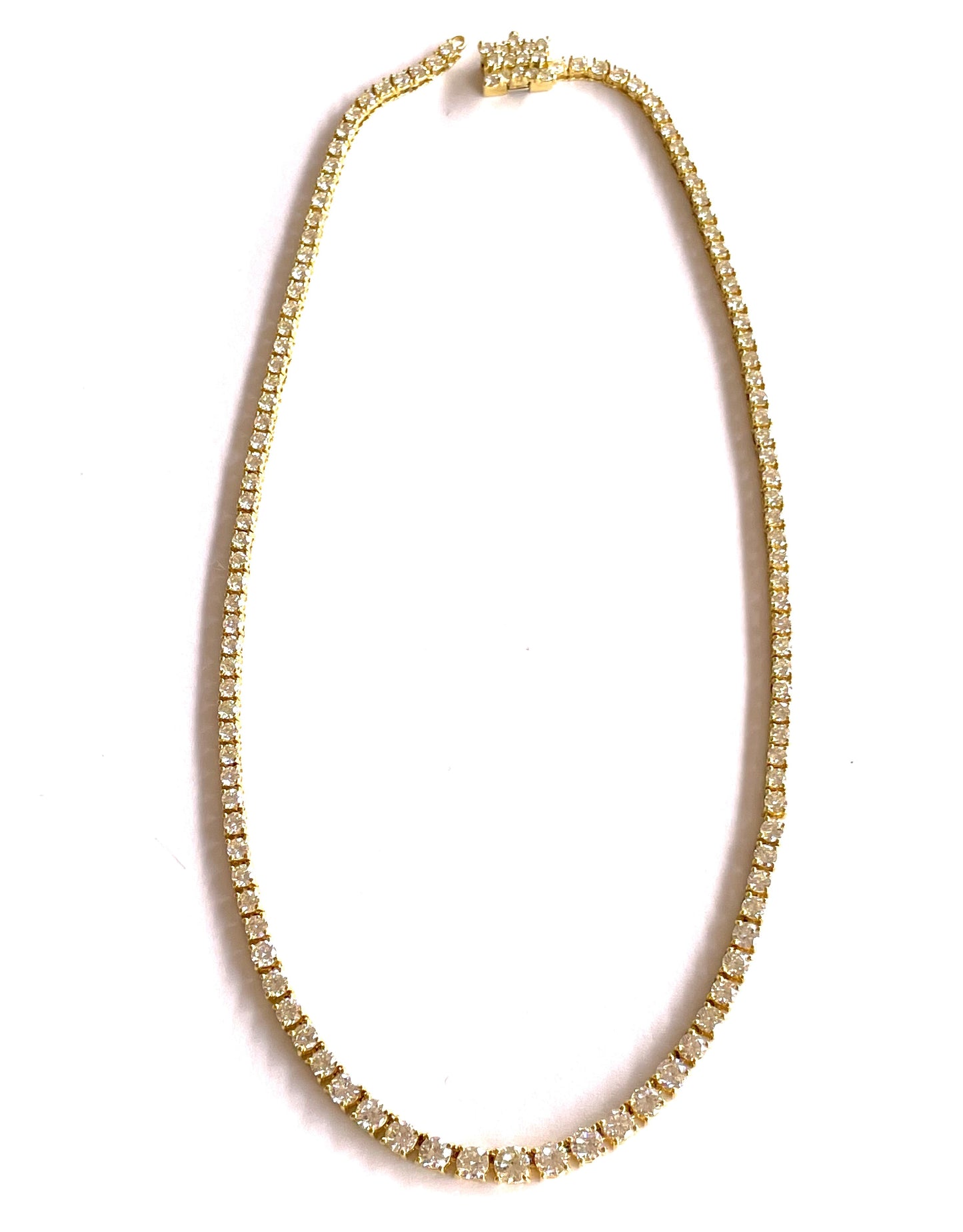 18k Yellow Gold Diamond Tennis Necklace with 11.13 Carats of Diamonds-Necklace-Antique, Estate & Consignment-hurdles-jewelry-boulder-colorado