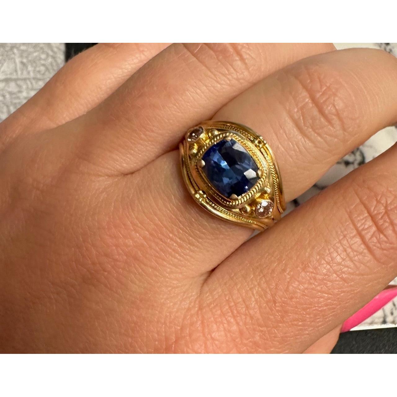 22k Gold Tanzanite & Diamond Ring-Ring-Antique, Estate & Consignment-I don' know or see my size-hurdles-jewelry-boulder-colorado