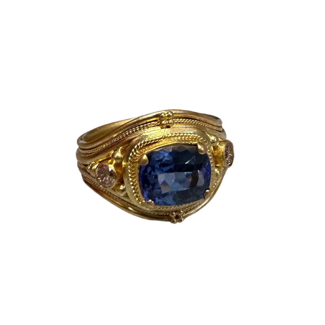 22k Gold Tanzanite & Diamond Ring-Ring-Antique, Estate & Consignment-I don' know or see my size-hurdles-jewelry-boulder-colorado