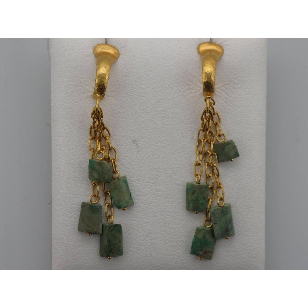 24k Turquoise Dangle Earrings-Earrings-Antique, Estate & Consignment-hurdles-jewelry-boulder-colorado