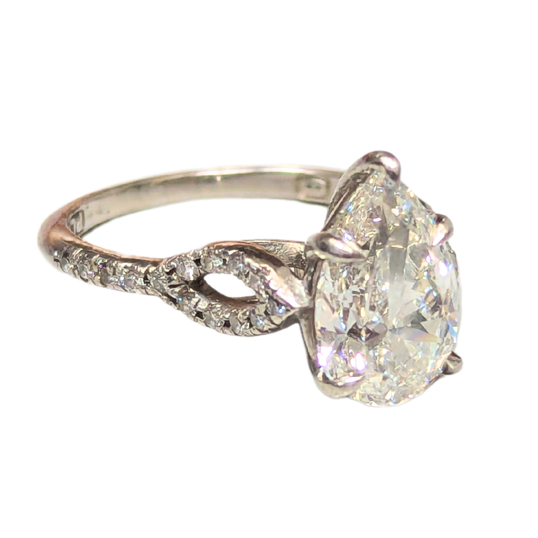 2.01 GIA Certified Pear Shaped Engagement Ring with Petal Accents-Ring-Antique, Estate & Consignment-I don' know or see my size-hurdles-jewelry-boulder-colorado
