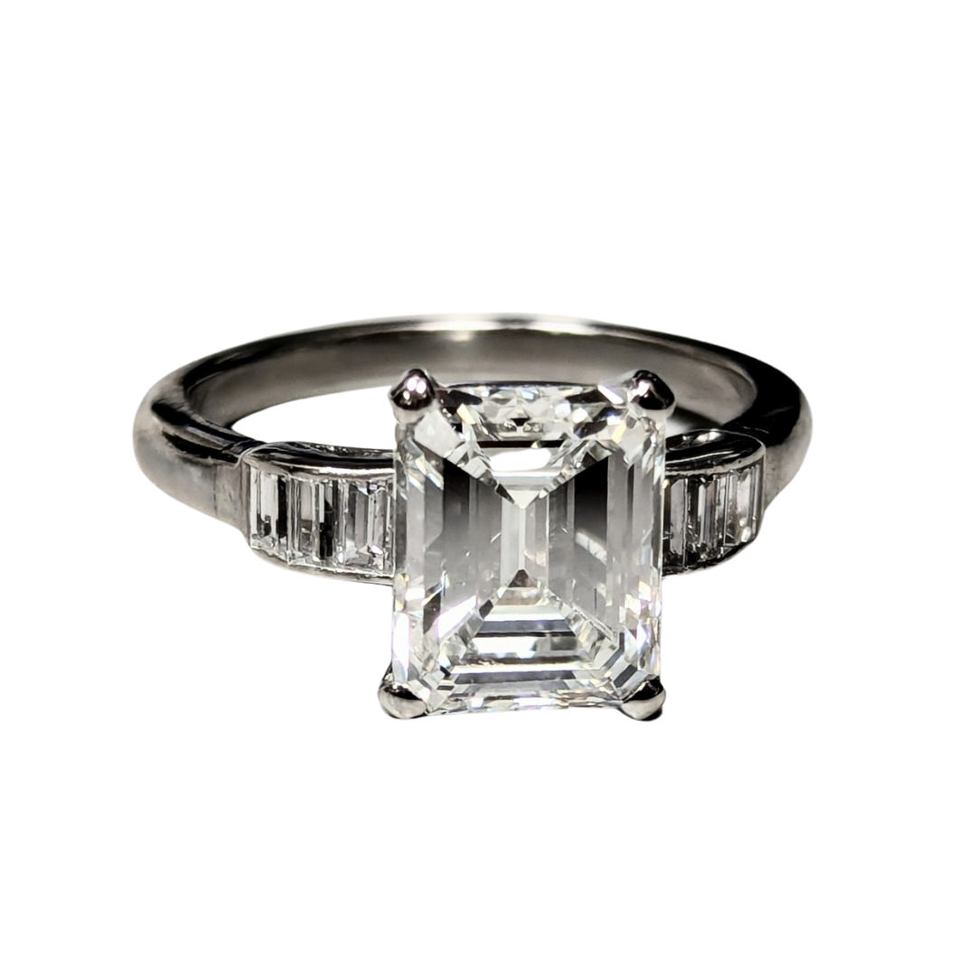 2.51 Carat Emerald Cut Diamond Engagement Ring with Baguette Accents-Engagement Ring-Antique, Estate & Consignment-I don' know or see my size-hurdles-jewelry-boulder-colorado