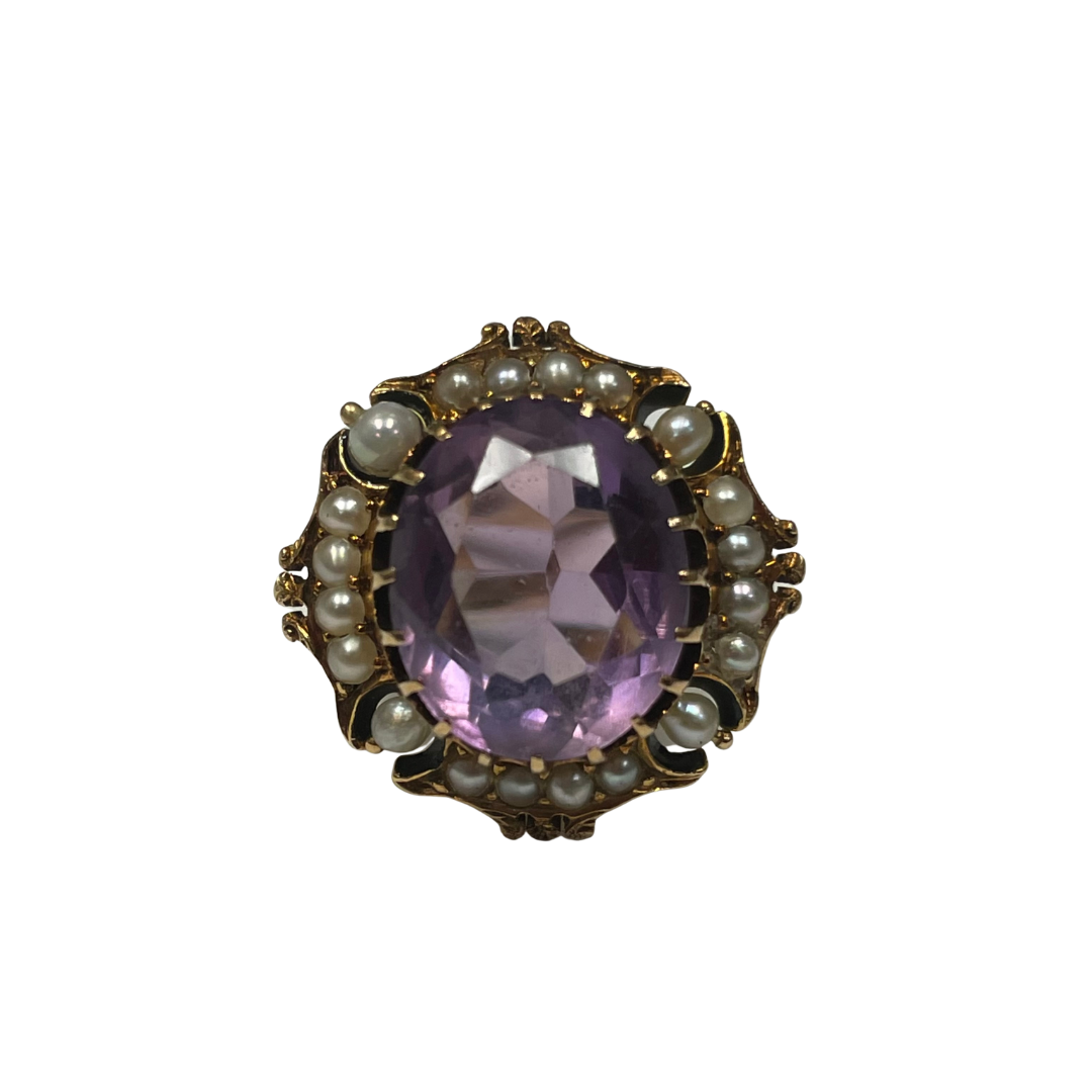 Amethyst and Pearl Cluster Ring-Ring-Antique, Estate & Consignment-I don' know or see my size-hurdles-jewelry-boulder-colorado