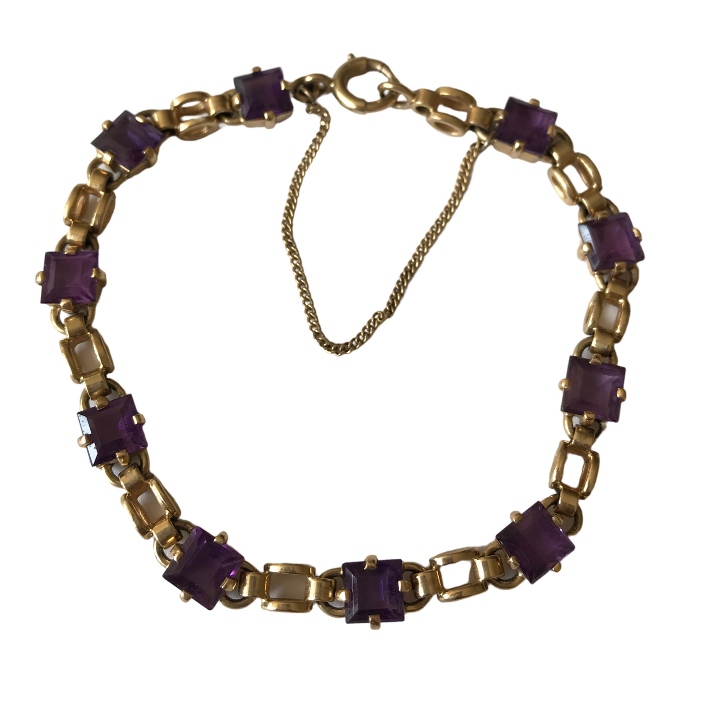 Amethyst Link Bracelet-Bracelet-Antique, Estate & Consignment-hurdles-jewelry-boulder-colorado
