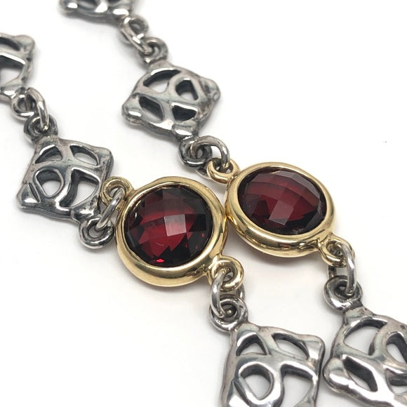David Yurman Sterling Silver and Garnet Necklace-Necklace-Antique, Estate & Consignment-hurdles-jewelry-boulder-colorado
