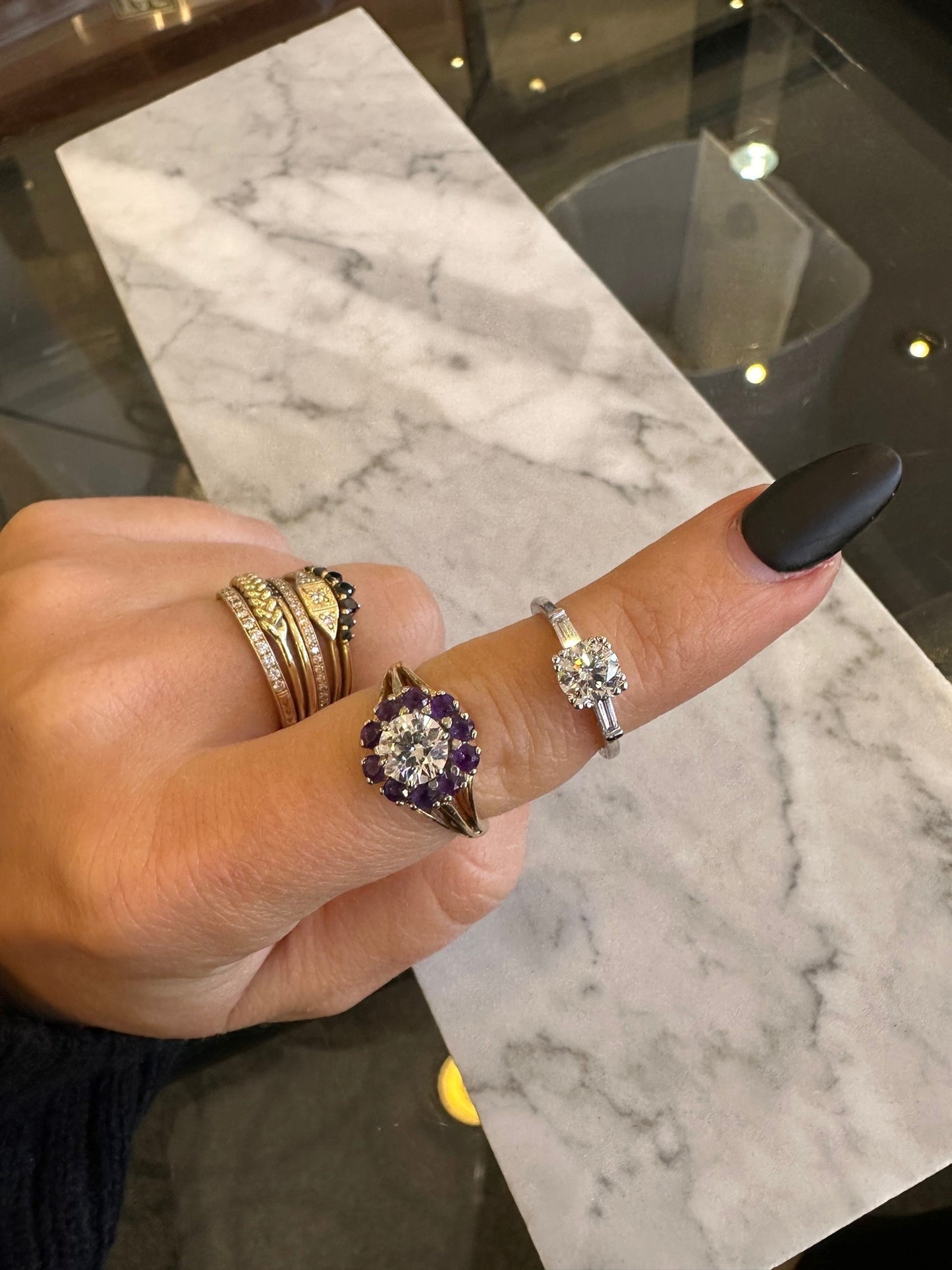 Diamond & Amethyst Halo Ring-Engagement Ring-Antique, Estate & Consignment-I don' know or see my size-hurdles-jewelry-boulder-colorado