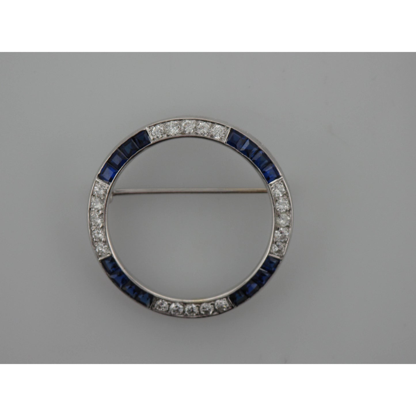 Diamond & Synthetic Sapphire Circle Brooch-Brooch-Antique, Estate & Consignment-hurdles-jewelry-boulder-colorado