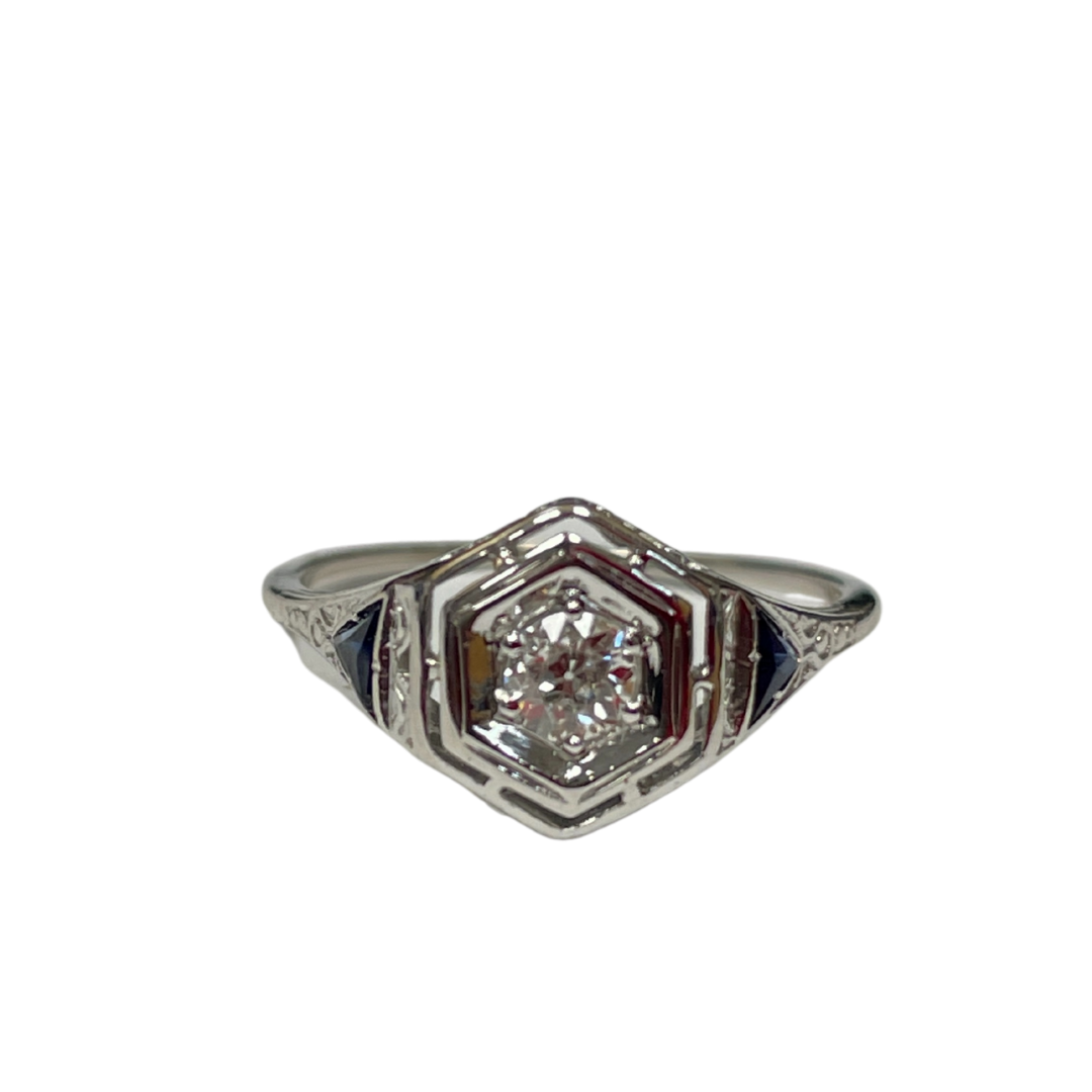 Diamond & Synthetic Sapphire Ring-Ring-Antique, Estate & Consignment-hurdles-jewelry-boulder-colorado