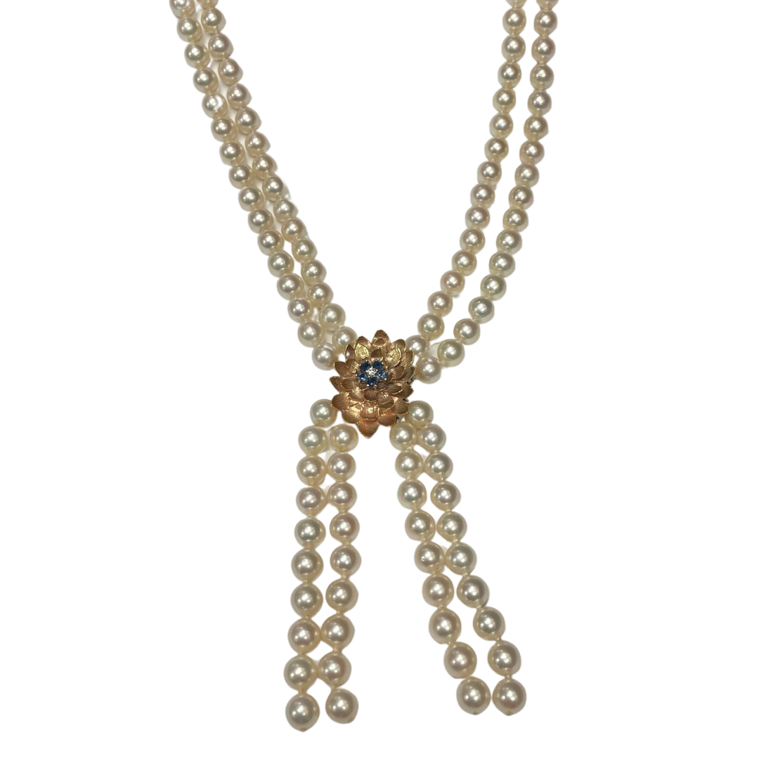 Double Strand Pearl Necklace-Necklace-Antique, Estate & Consignment-hurdles-jewelry-boulder-colorado