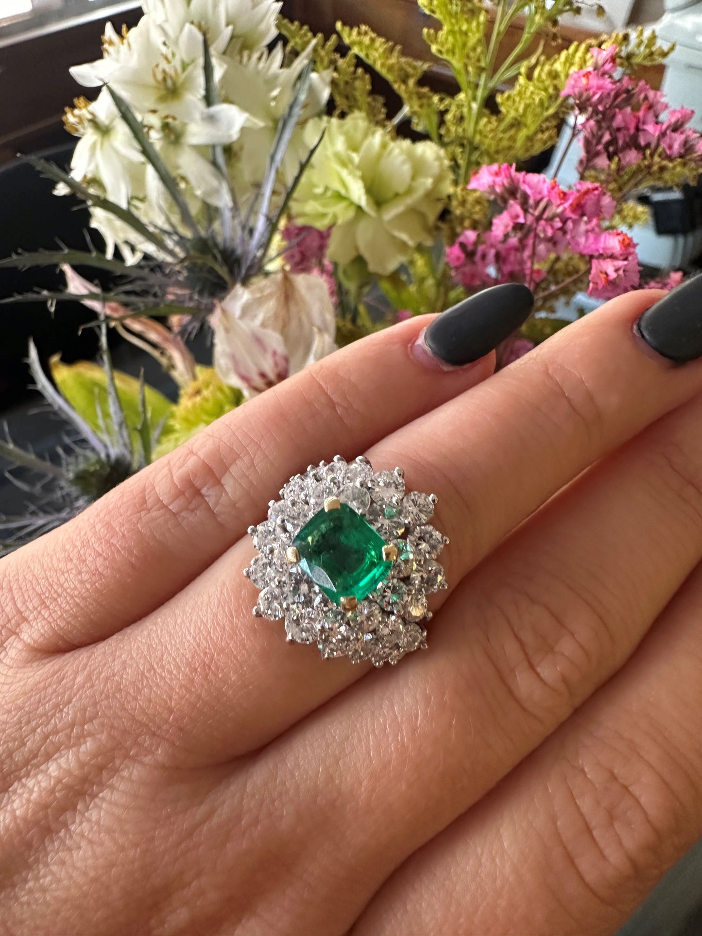 Emerald & Diamond Cocktail Ring-Ring-Antique, Estate & Consignment-I don' know or see my size-hurdles-jewelry-boulder-colorado