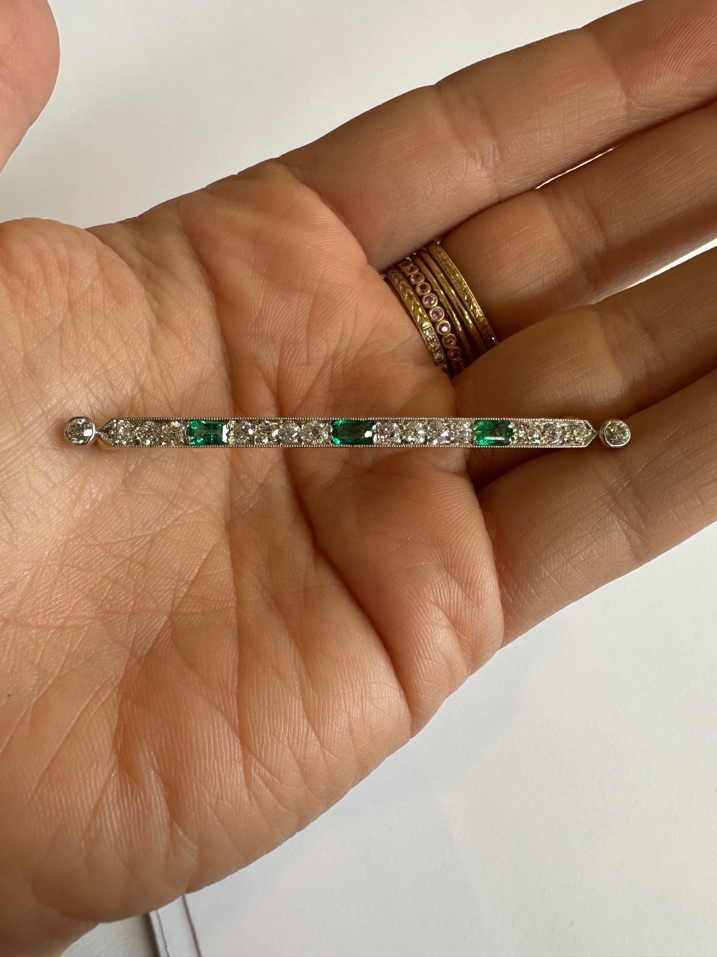Emerald & Diamond Pin-Brooch-Antique, Estate & Consignment-hurdles-jewelry-boulder-colorado