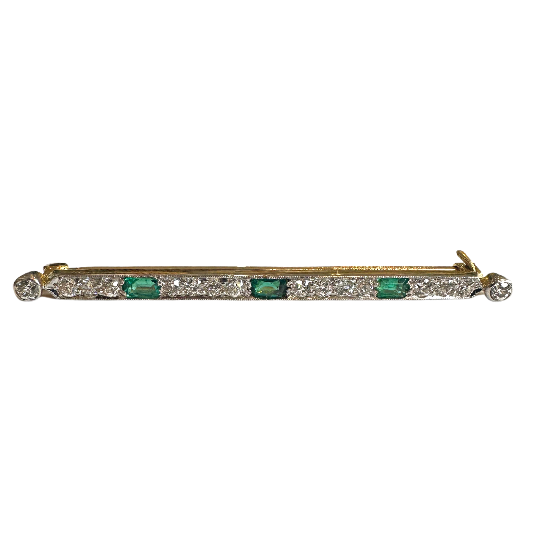 Emerald & Diamond Pin-Brooch-Antique, Estate & Consignment-hurdles-jewelry-boulder-colorado