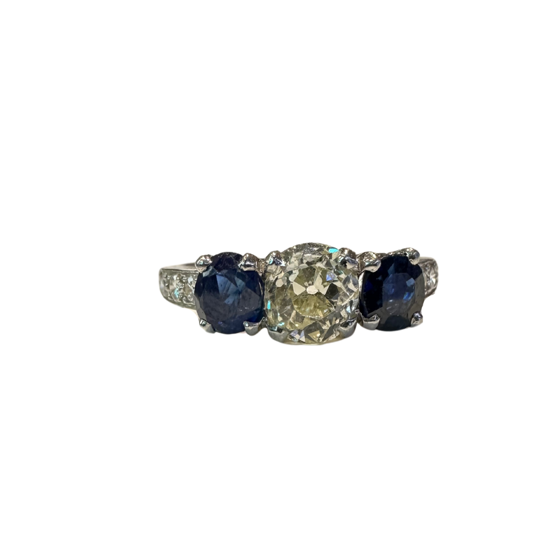 European Cut Diamond & Sapphire Ring-Engagement Ring-Antique, Estate & Consignment-I don' know or see my size-hurdles-jewelry-boulder-colorado