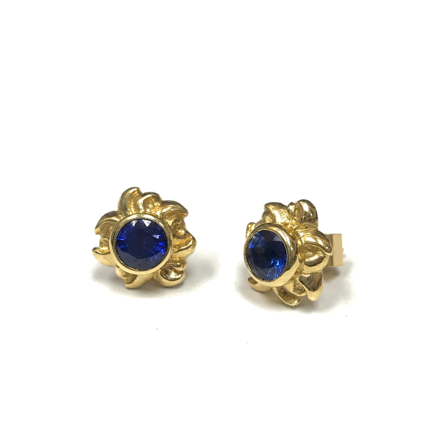 Free Form Sapphire Stud Earrings-Earrings-Antique, Estate & Consignment-hurdles-jewelry-boulder-colorado