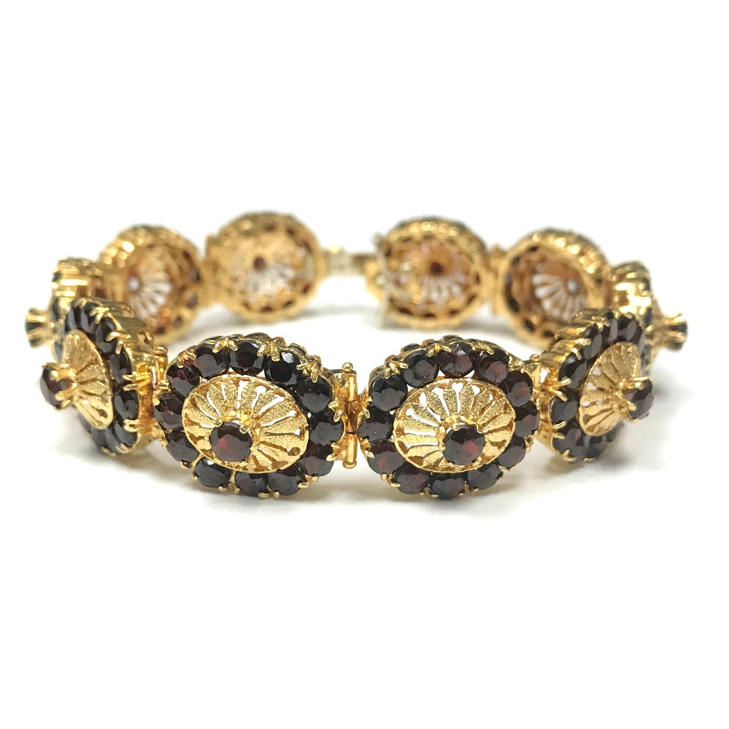 Garnet & Gold Bracelet-Bracelet-Antique, Estate & Consignment-hurdles-jewelry-boulder-colorado