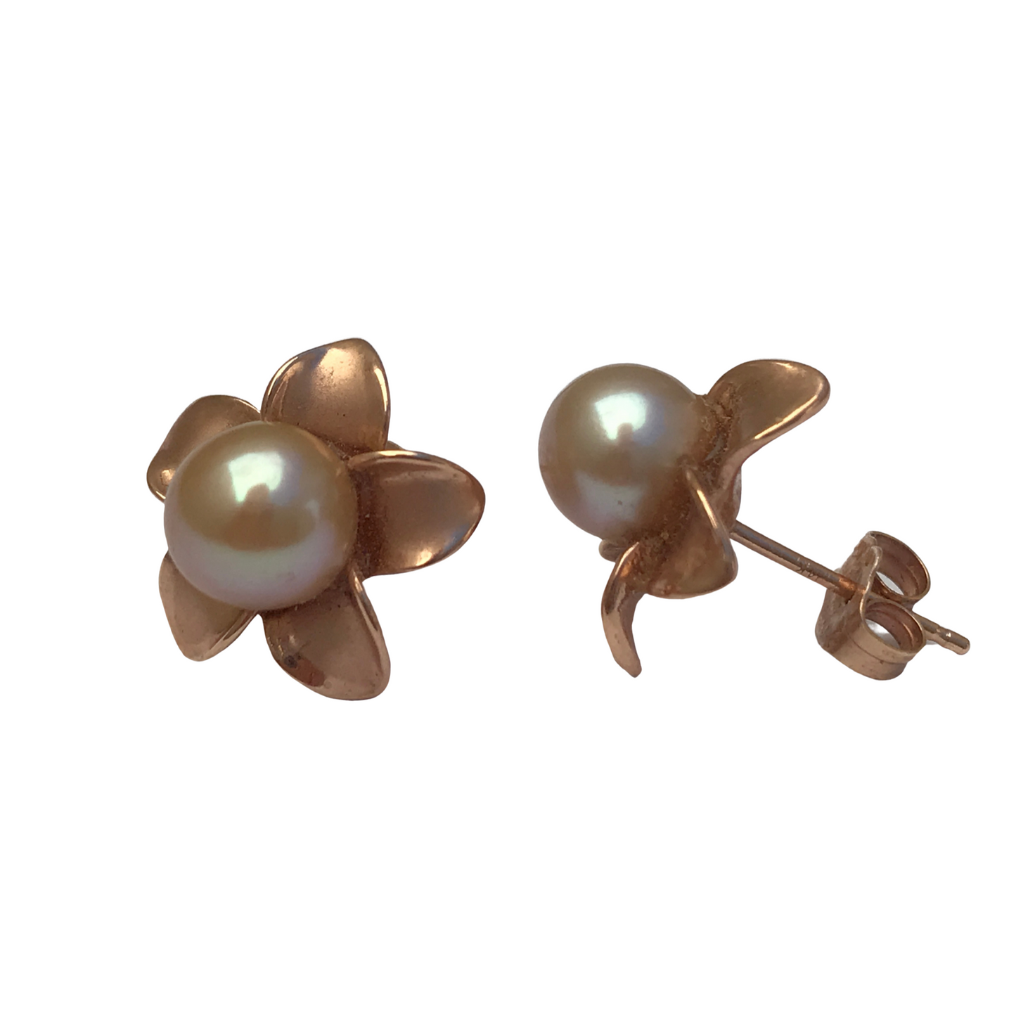 Golden Pearl Flower Earrings-Earrings-Antique, Estate & Consignment-hurdles-jewelry-boulder-colorado
