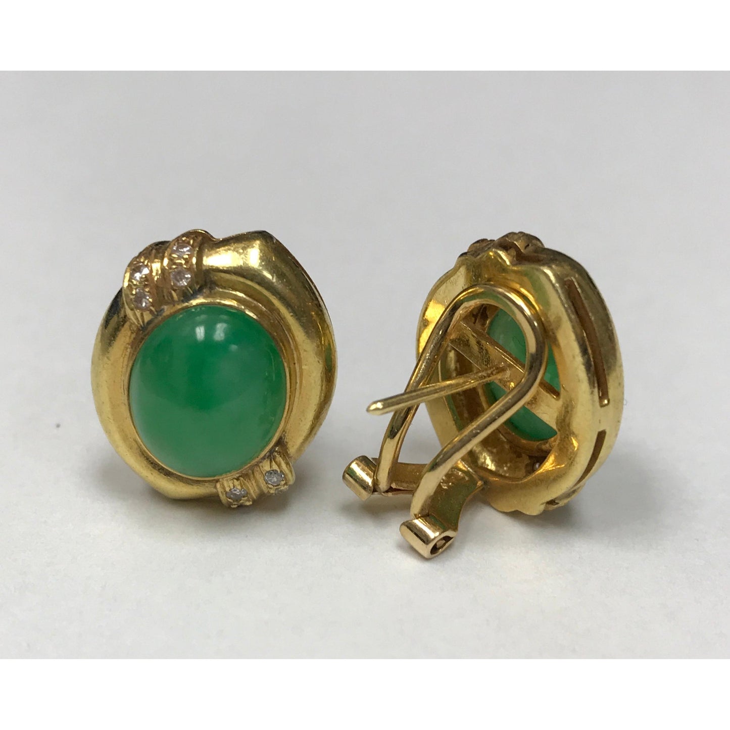 Jadeite & Diamond Earrings-Earrings-Antique, Estate & Consignment-hurdles-jewelry-boulder-colorado