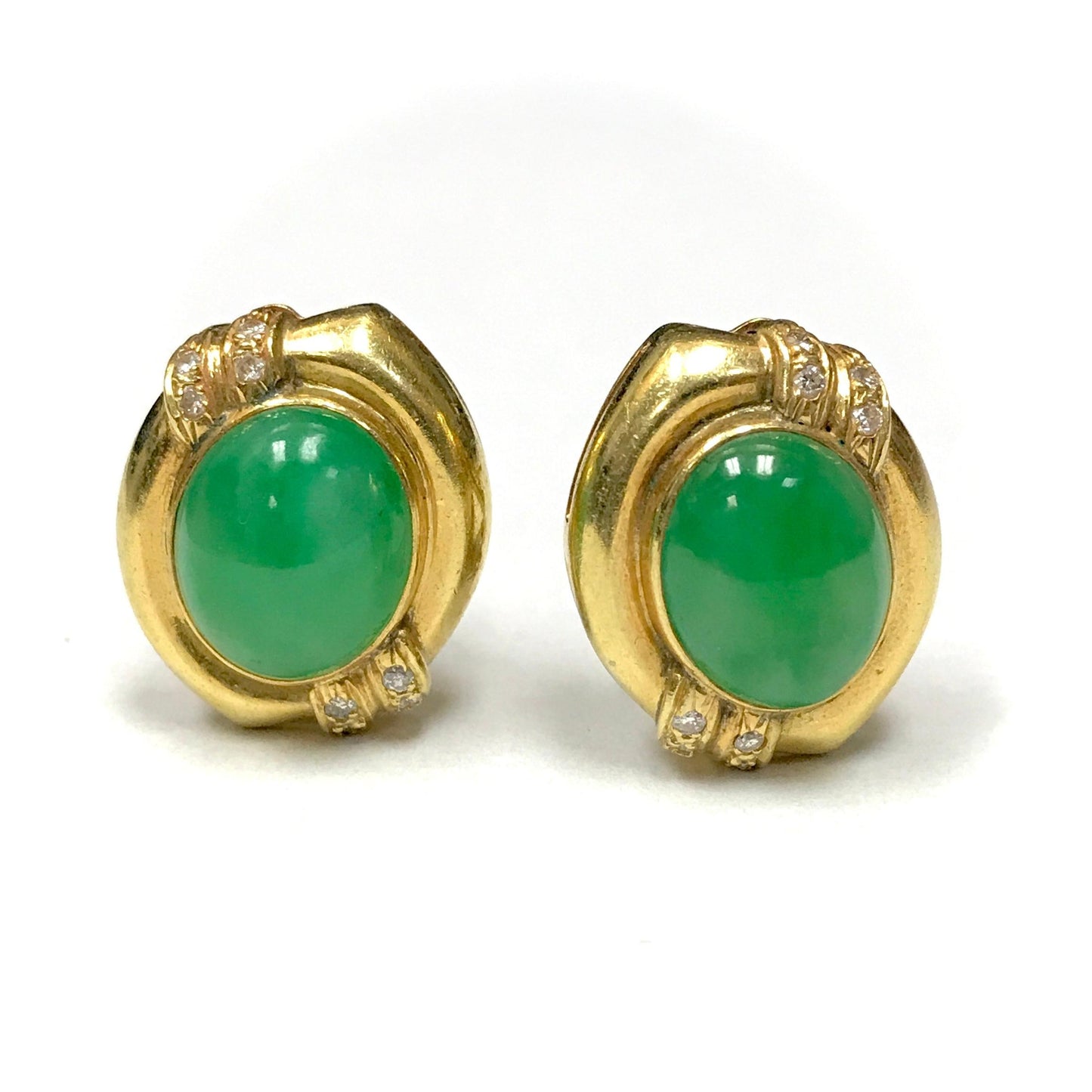 Jadeite & Diamond Earrings-Earrings-Antique, Estate & Consignment-hurdles-jewelry-boulder-colorado