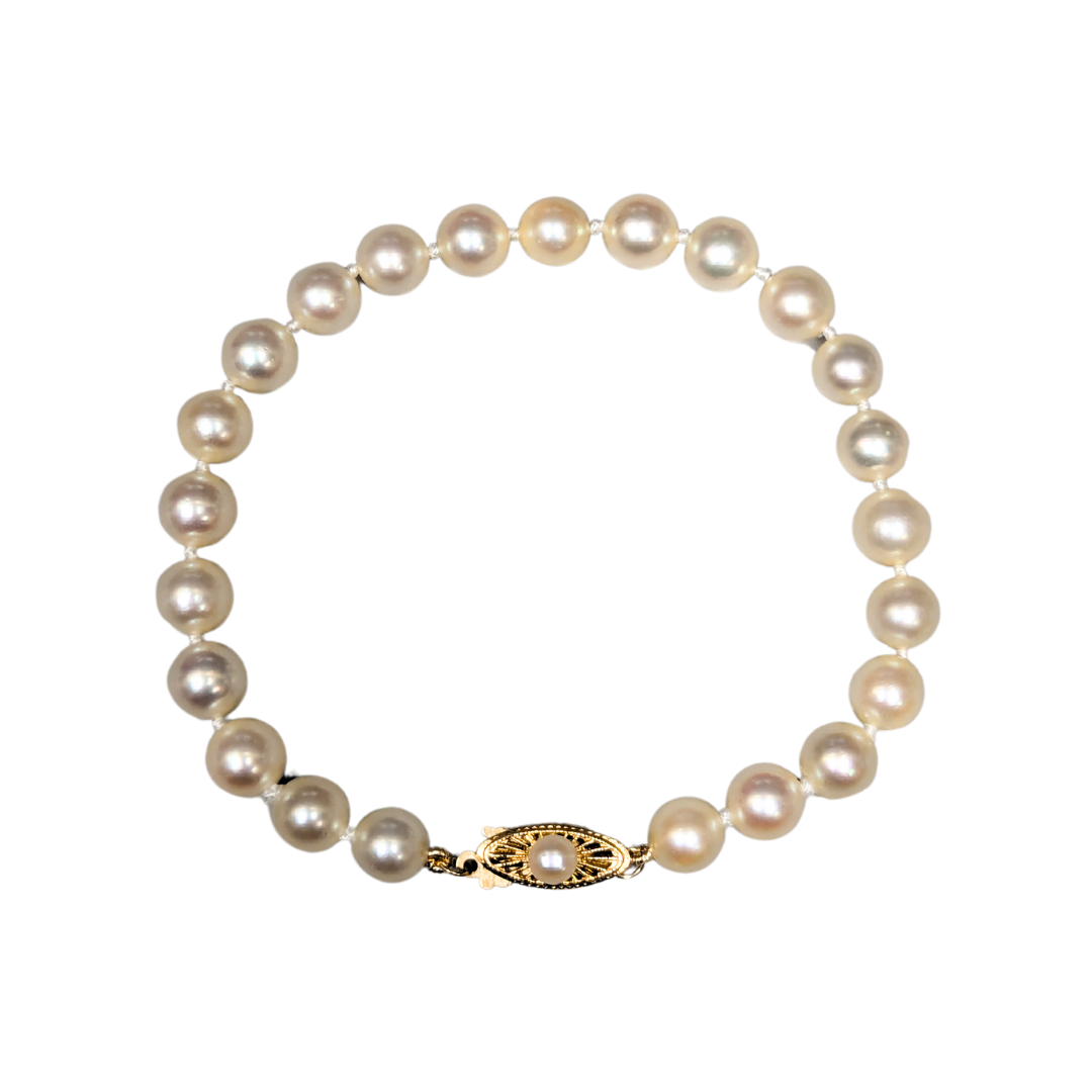 Japanese Akoya Pearl Bracelet with 14k Yellow Gold Findings-Bracelet-Antique, Estate & Consignment-hurdles-jewelry-boulder-colorado