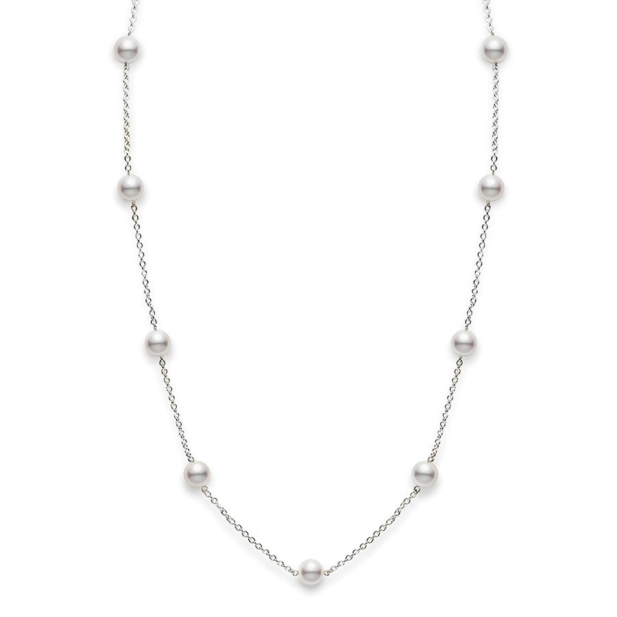 Mikimoto Pearl Station Necklace-Necklace-Antique, Estate & Consignment-hurdles-jewelry-boulder-colorado