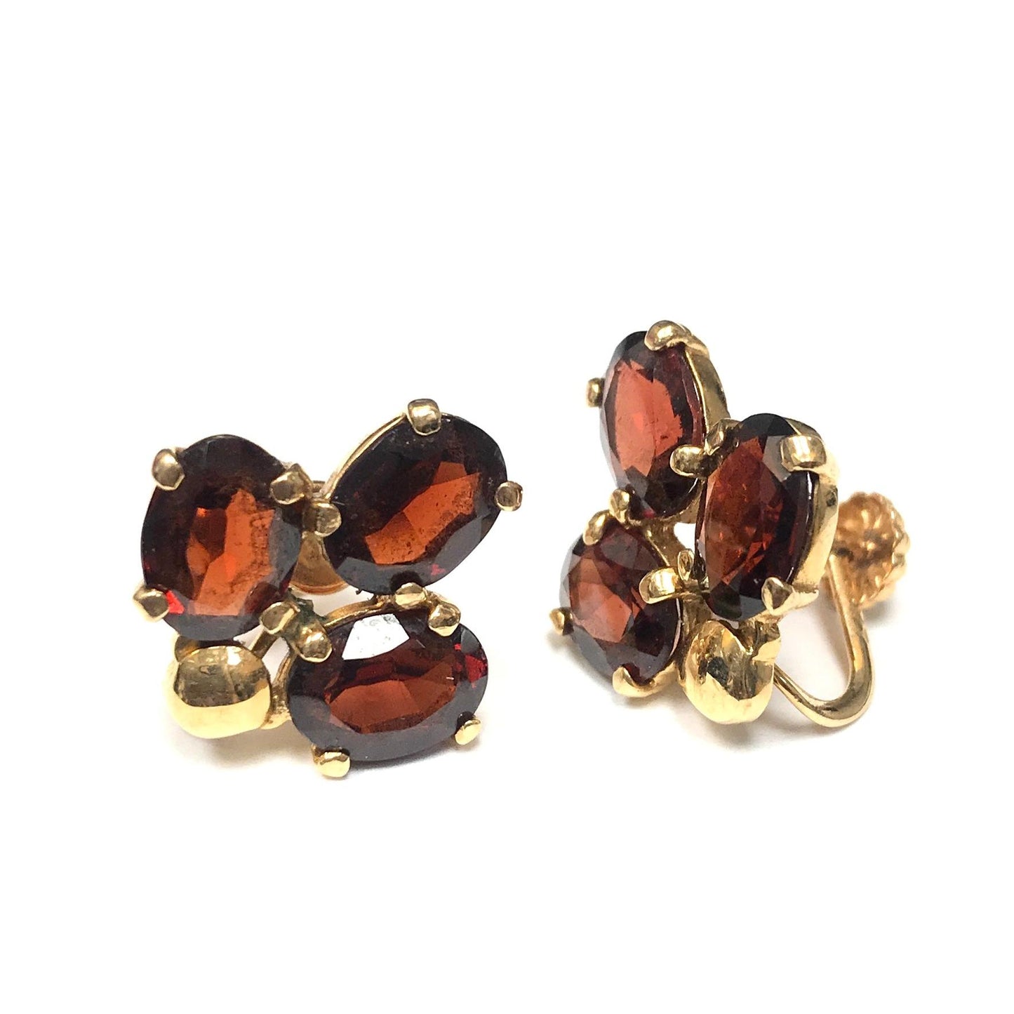 Non-Pierced Garnet Earrings-Earrings-Antique, Estate & Consignment-hurdles-jewelry-boulder-colorado