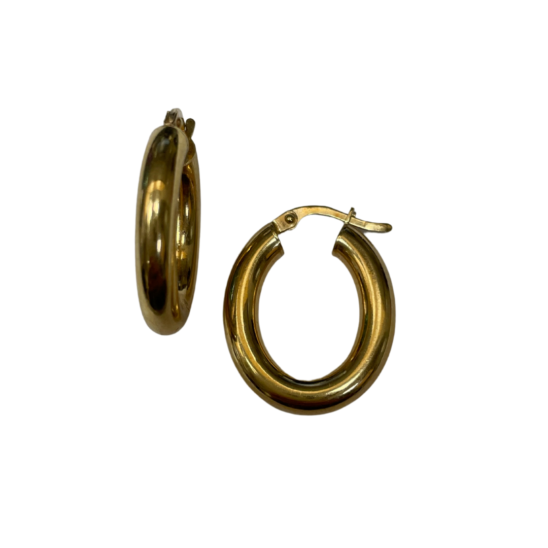 Oval Hollow Hoop Earrings-Earrings-Antique, Estate & Consignment-hurdles-jewelry-boulder-colorado
