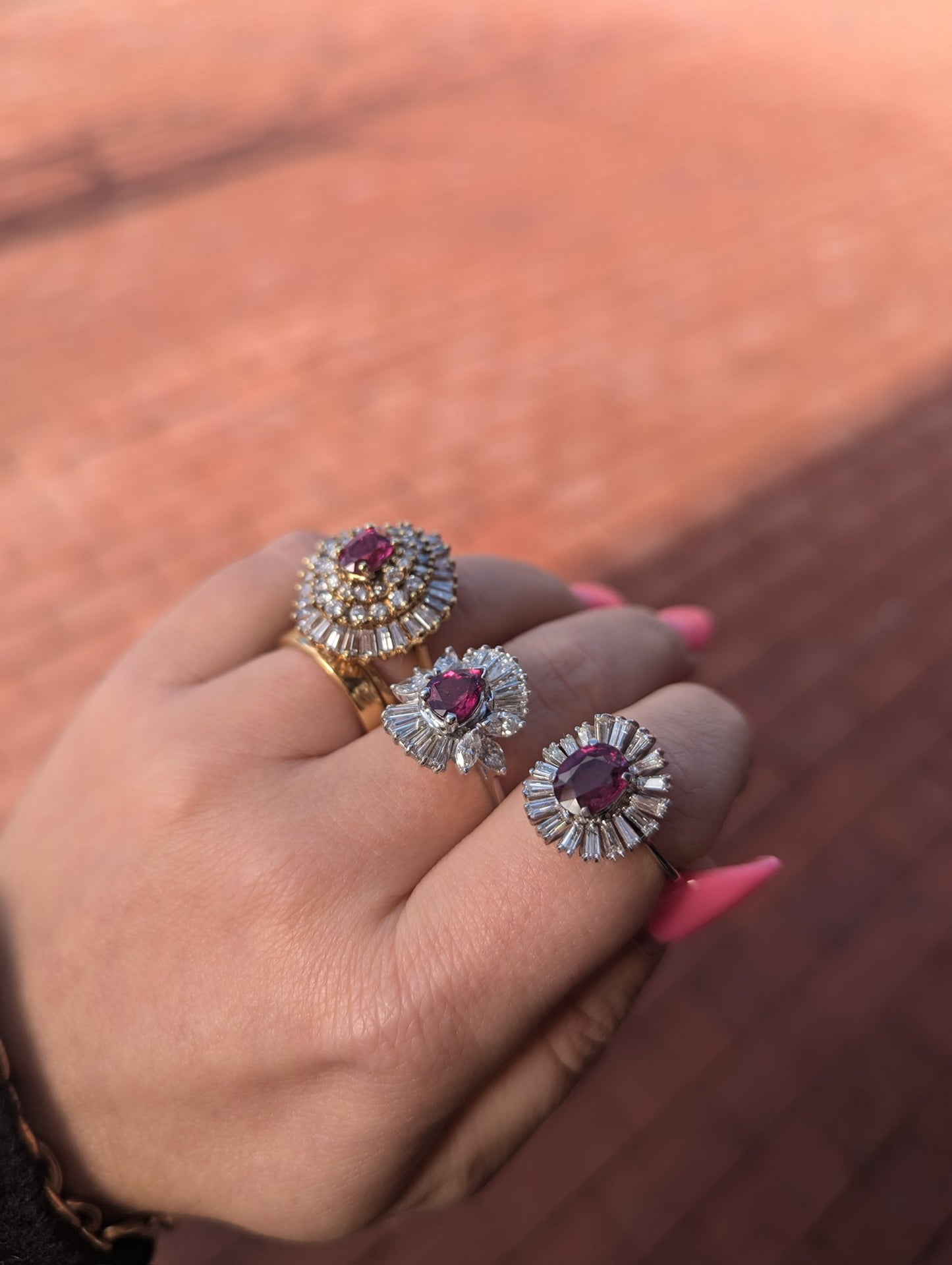 Oval Ruby & Tapered Baguette Diamond Ballerina Ring-Ring-Antique, Estate & Consignment-I don' know or see my size-hurdles-jewelry-boulder-colorado