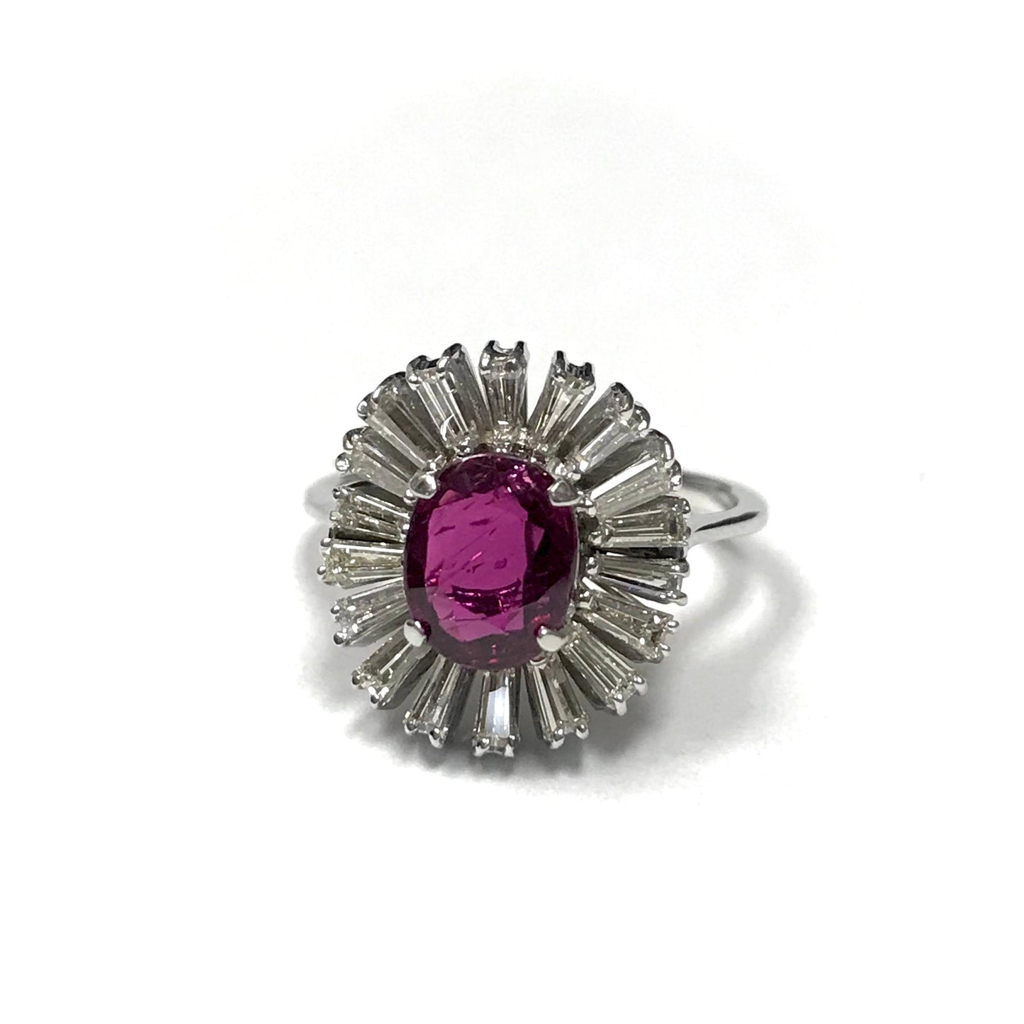 Oval Ruby & Tapered Baguette Diamond Ballerina Ring-Ring-Antique, Estate & Consignment-I don' know or see my size-hurdles-jewelry-boulder-colorado