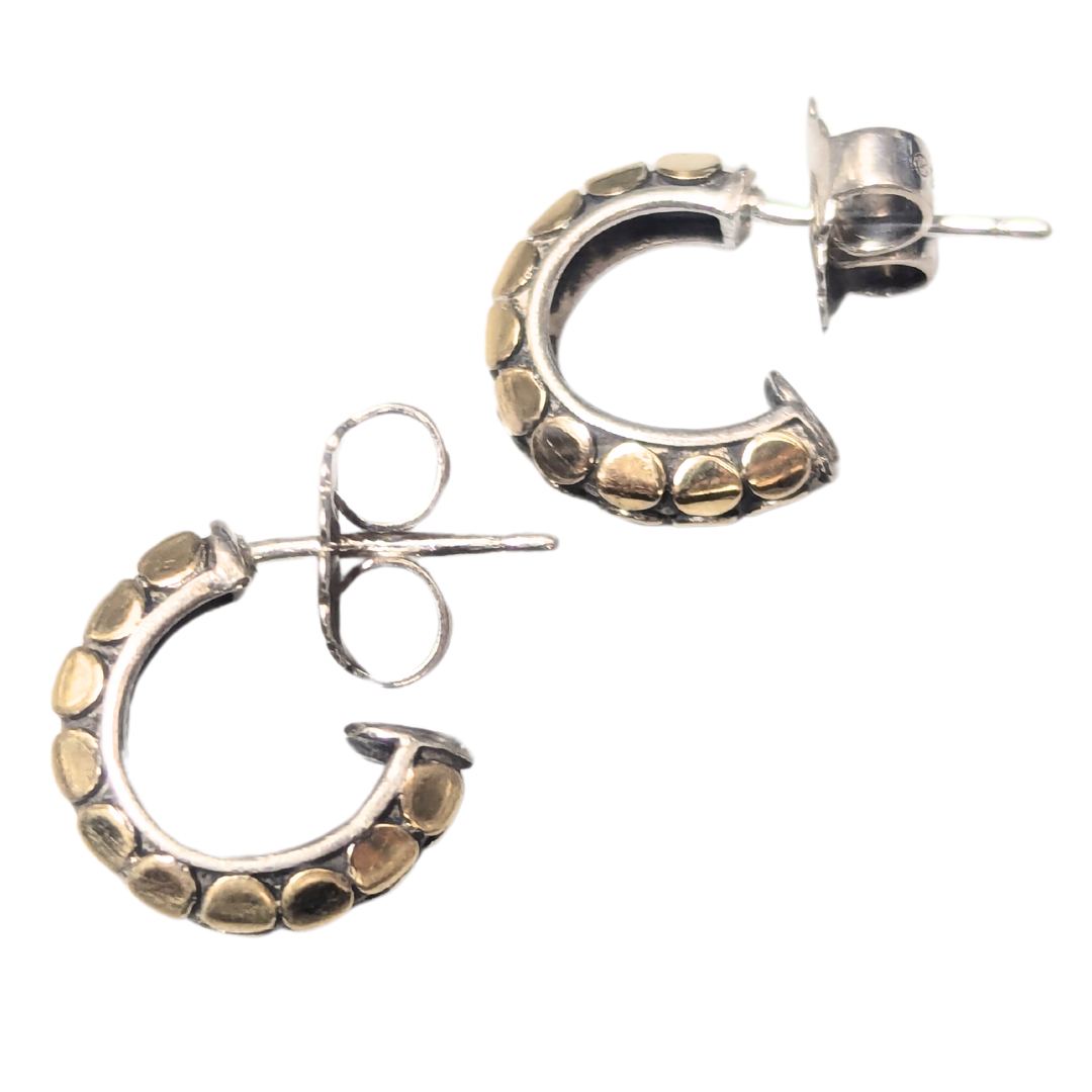 Pair John Hardy Sterling Silver and 18k Yellow Gold 3/4 Hoop Earrings-Earrings-Antique, Estate & Consignment-hurdles-jewelry-boulder-colorado