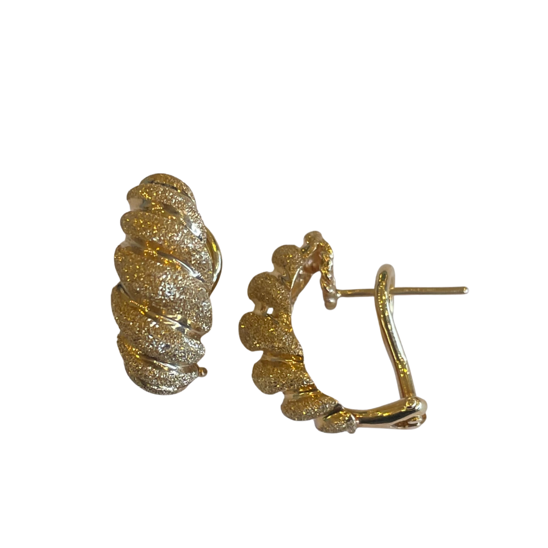 Pair of 14 Karat Yellow Gold Shrimp Style Earrings-Earrings-Antique, Estate & Consignment-hurdles-jewelry-boulder-colorado
