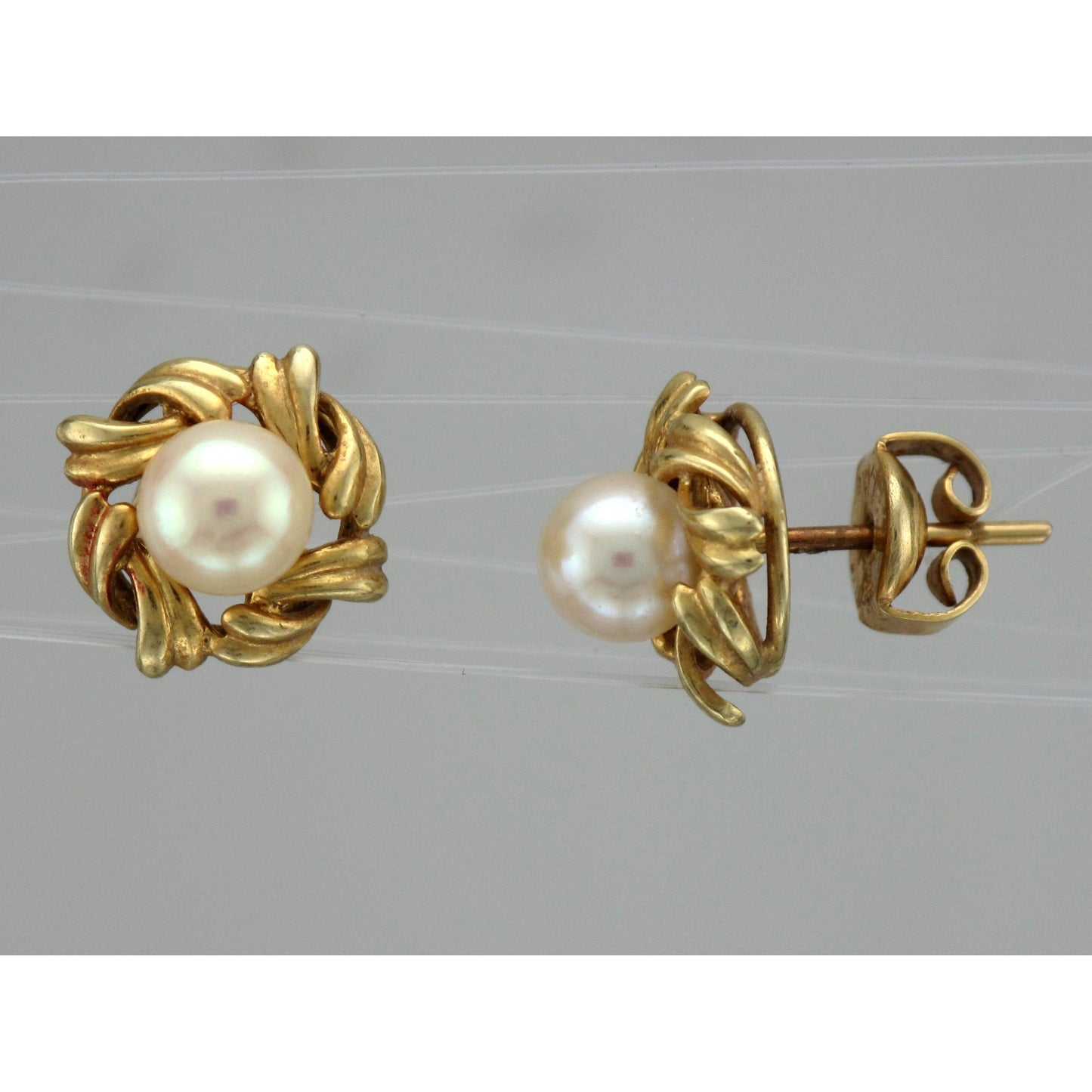 Pearl Gold Earrings-Earrings-Antique, Estate & Consignment-hurdles-jewelry-boulder-colorado