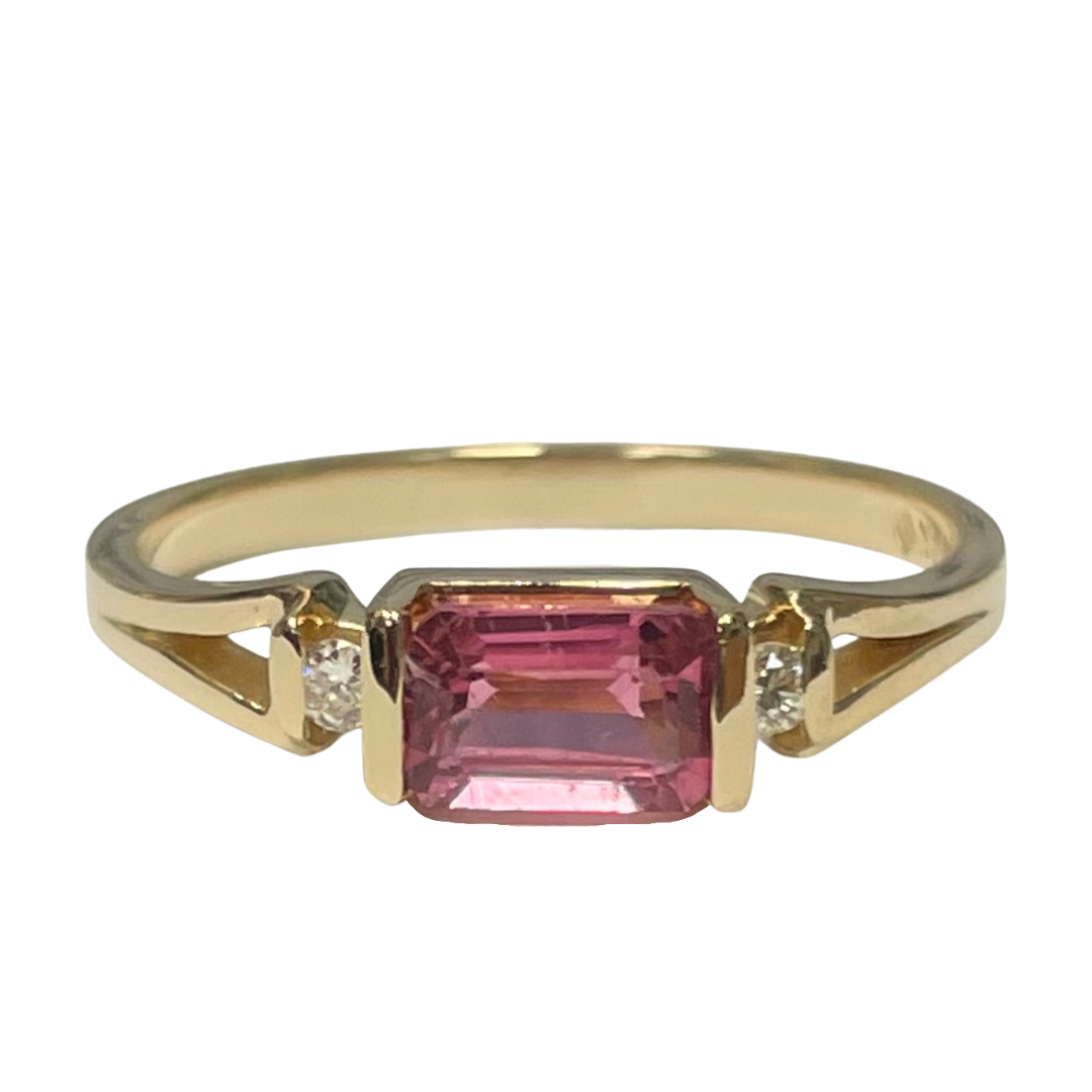 Pink Tourmaline & Diamond Three Stone Ring-Ring-Antique, Estate & Consignment-I don' know or see my size-hurdles-jewelry-boulder-colorado