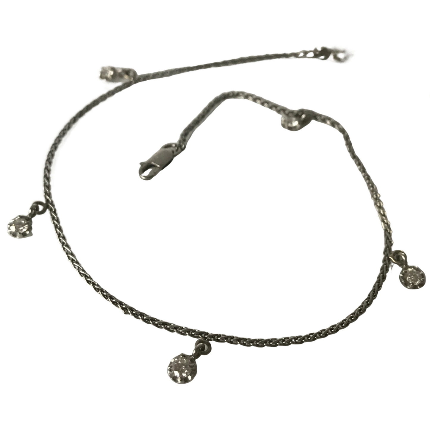 Platinum Diamond Station Anklet/Bracelet-Bracelet-Antique, Estate & Consignment-hurdles-jewelry-boulder-colorado