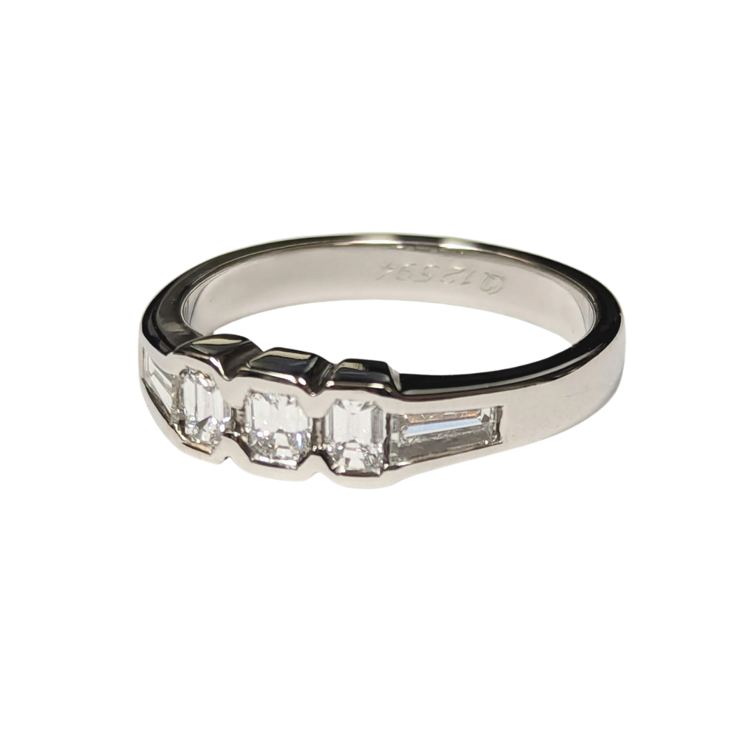 Platinum Emerald Cut & Tapered Baguette Diamond Ring-Ring-Antique, Estate & Consignment-I don' know or see my size-hurdles-jewelry-boulder-colorado