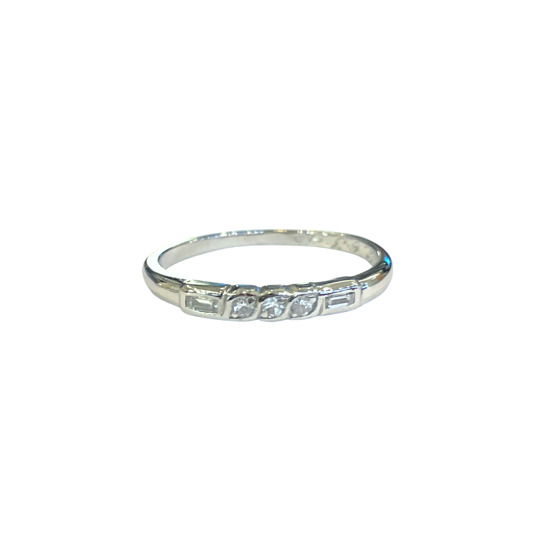 Platinum Round & Baguette Diamond Band-Wedding Band-Antique, Estate & Consignment-I don' know or see my size-hurdles-jewelry-boulder-colorado
