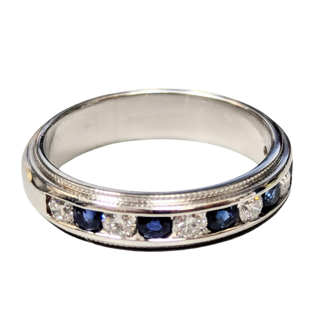 Platinum Sapphire and Diamond Band-Band-Antique, Estate & Consignment-I don' know or see my size-hurdles-jewelry-boulder-colorado